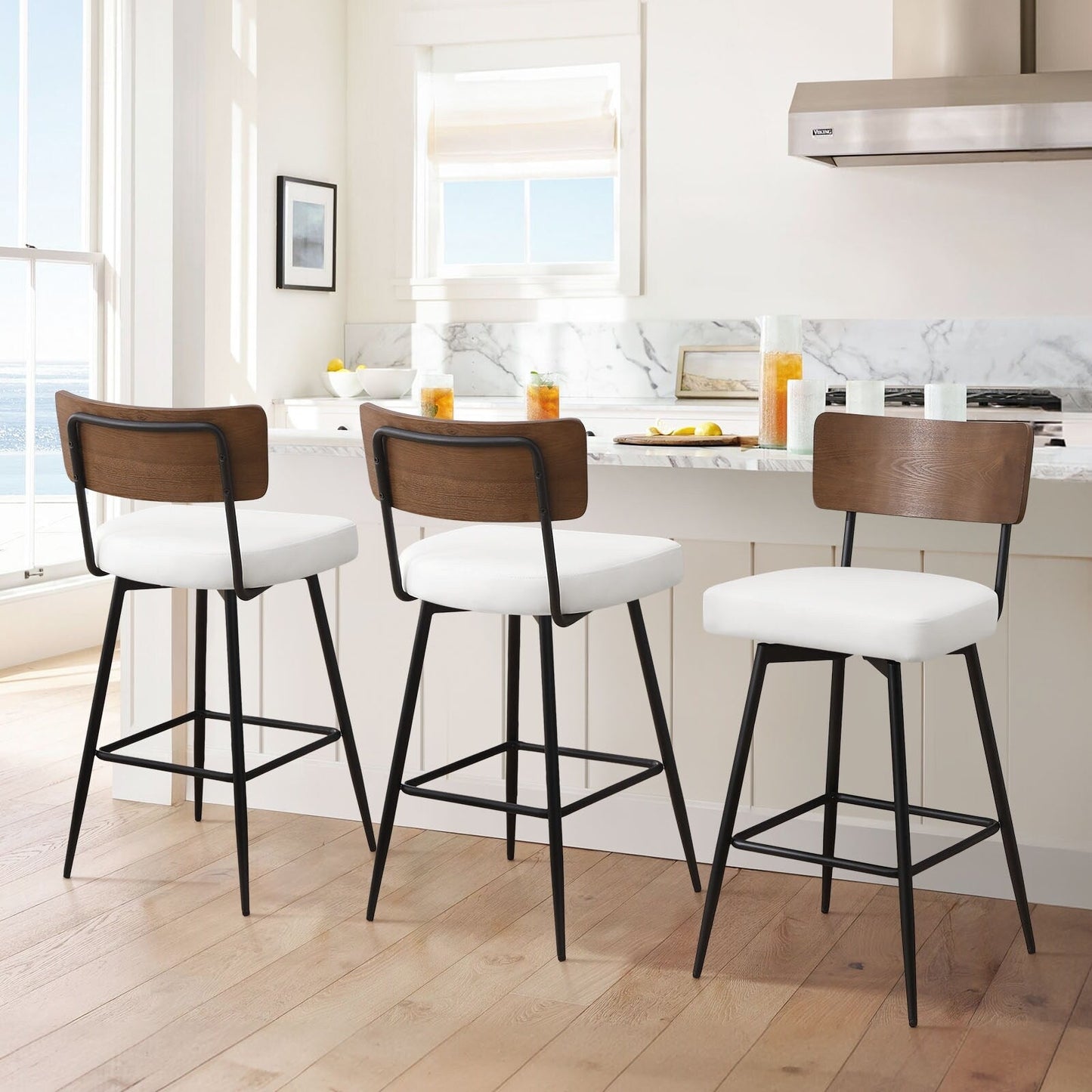 Tabourets de bar/compteur pivotants à revêtement en simili cuir - Lot de 2/3/4