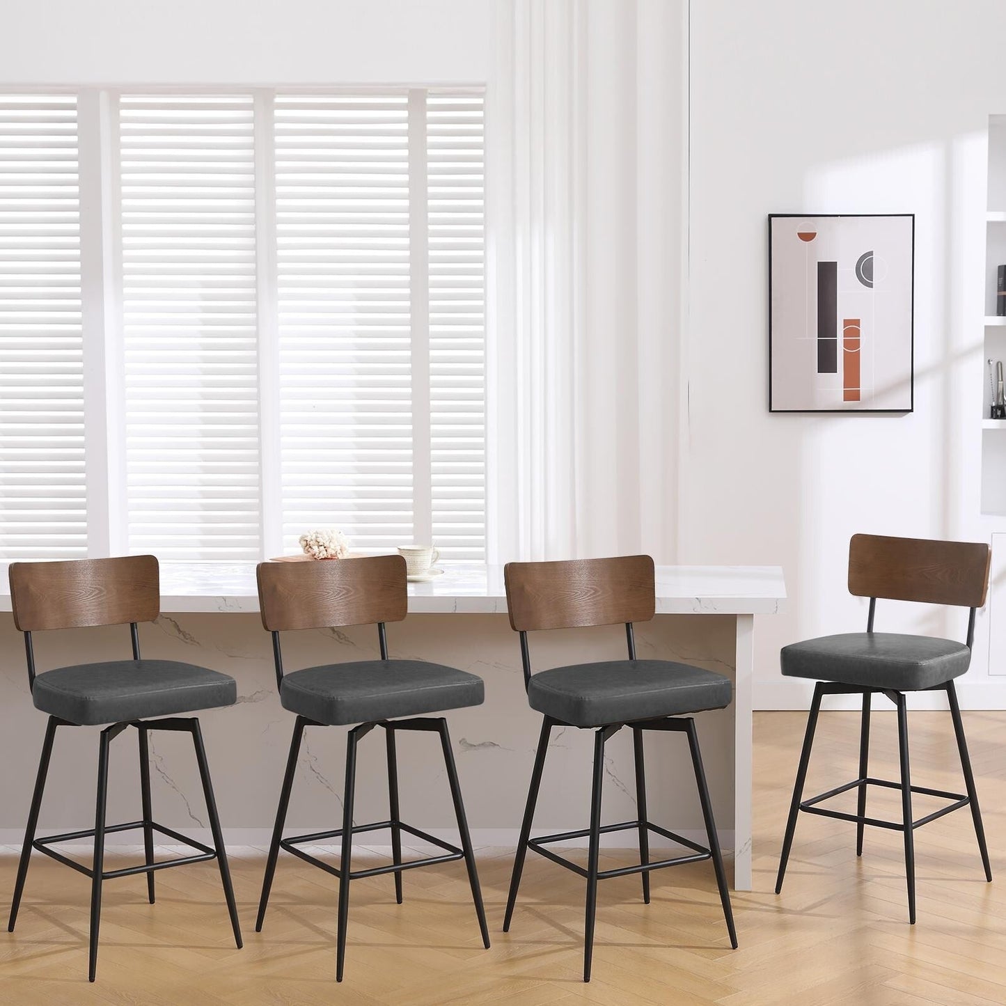 Tabourets de bar/compteur pivotants à revêtement en simili cuir - Lot de 2/3/4