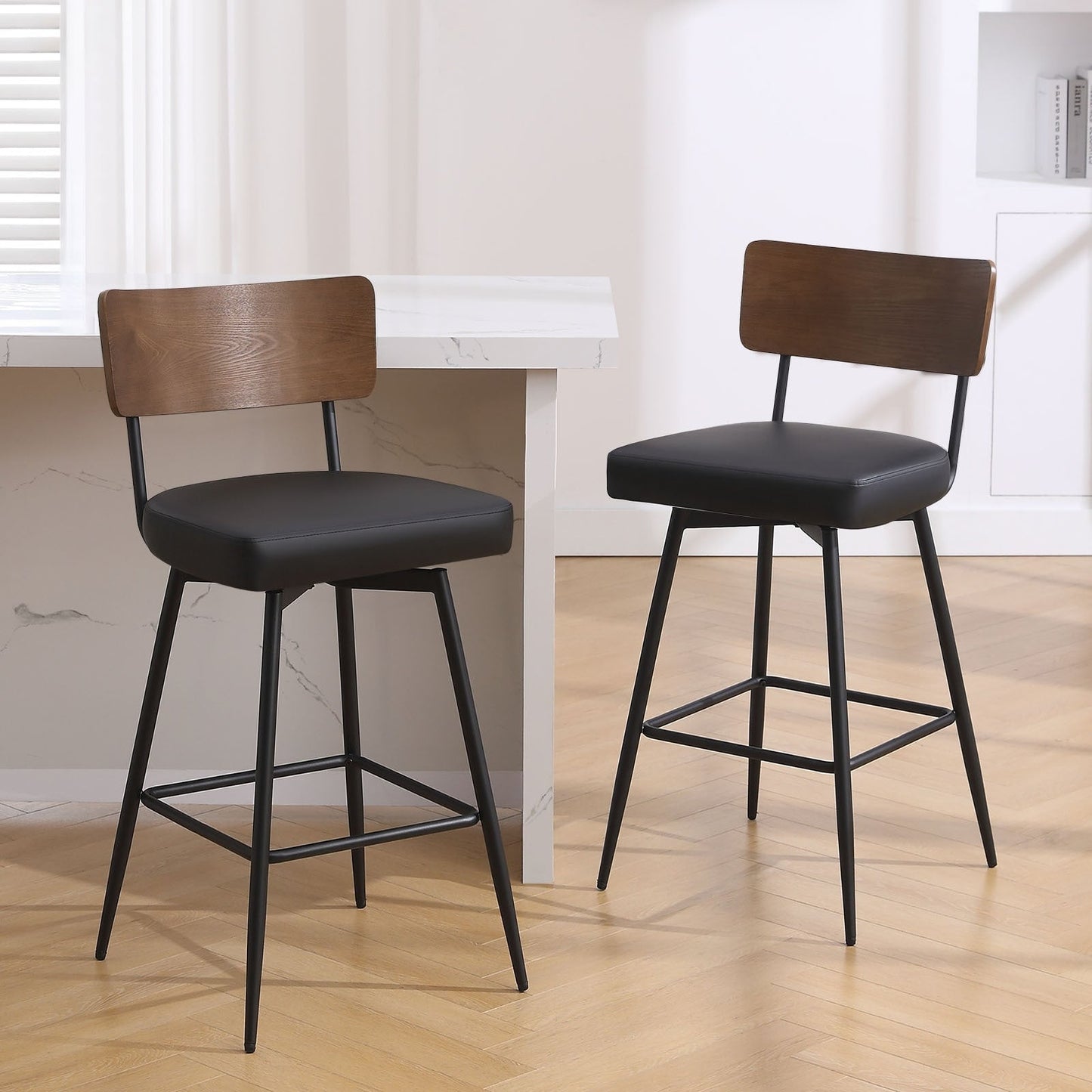 Tabourets de bar/compteur pivotants à revêtement en simili cuir - Lot de 2/3/4