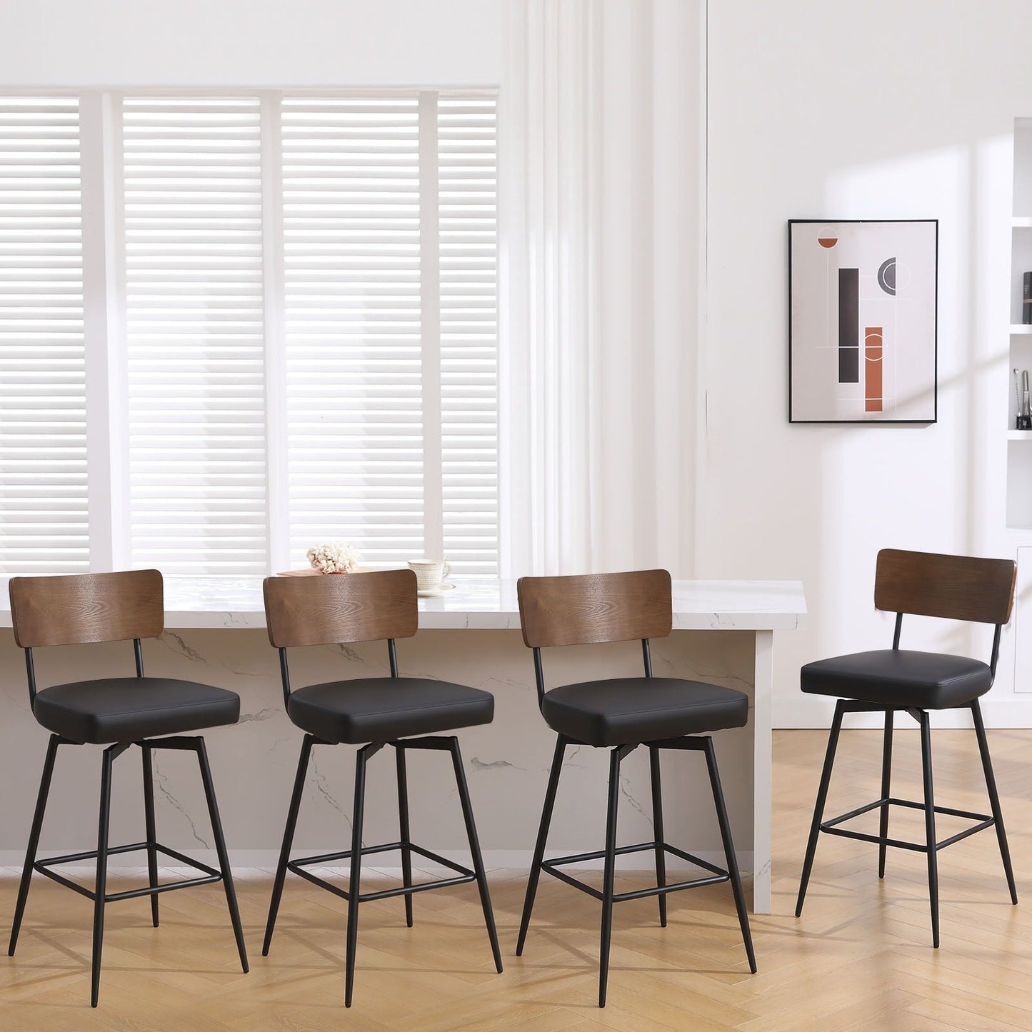 Tabourets de bar/compteur pivotants à revêtement en simili cuir - Lot de 2/3/4