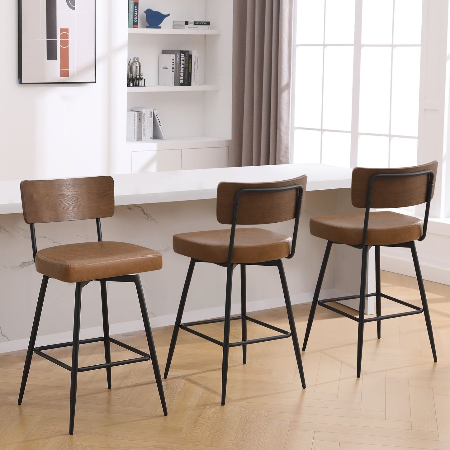 Tabourets de bar/compteur pivotants à revêtement en simili cuir - Lot de 2/3/4