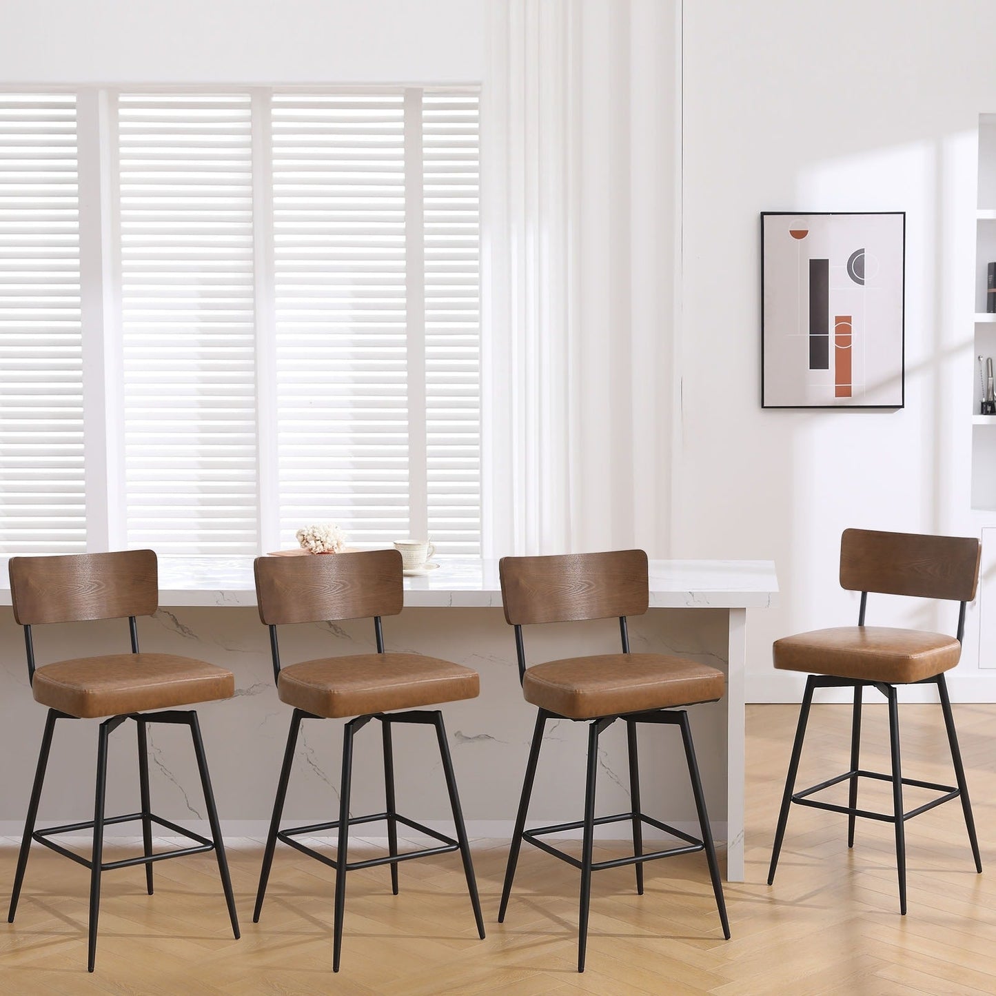 Tabourets de bar/compteur pivotants à revêtement en simili cuir - Lot de 2/3/4
