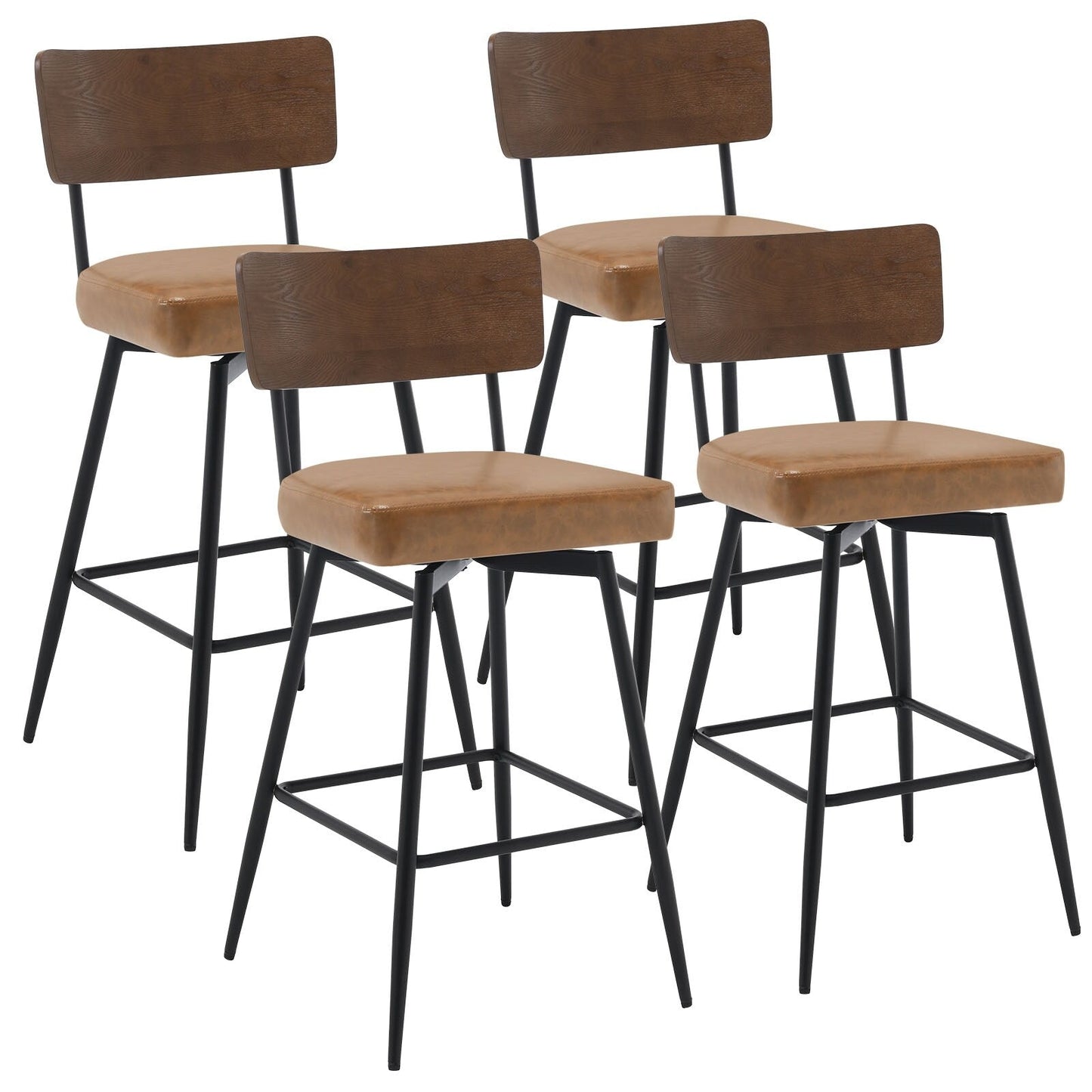 Tabourets de bar/compteur pivotants à revêtement en simili cuir - Lot de 2/3/4