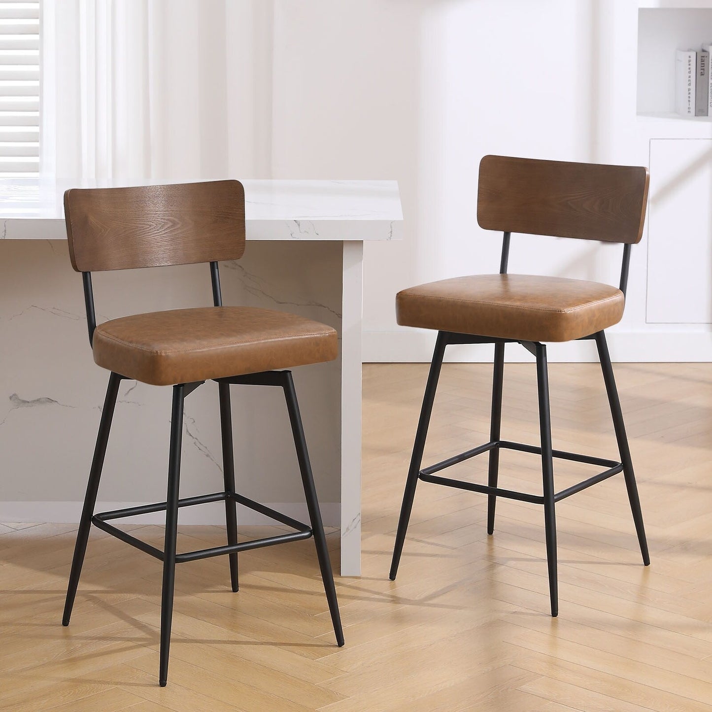 Tabourets de bar/compteur pivotants à revêtement en simili cuir - Lot de 2/3/4