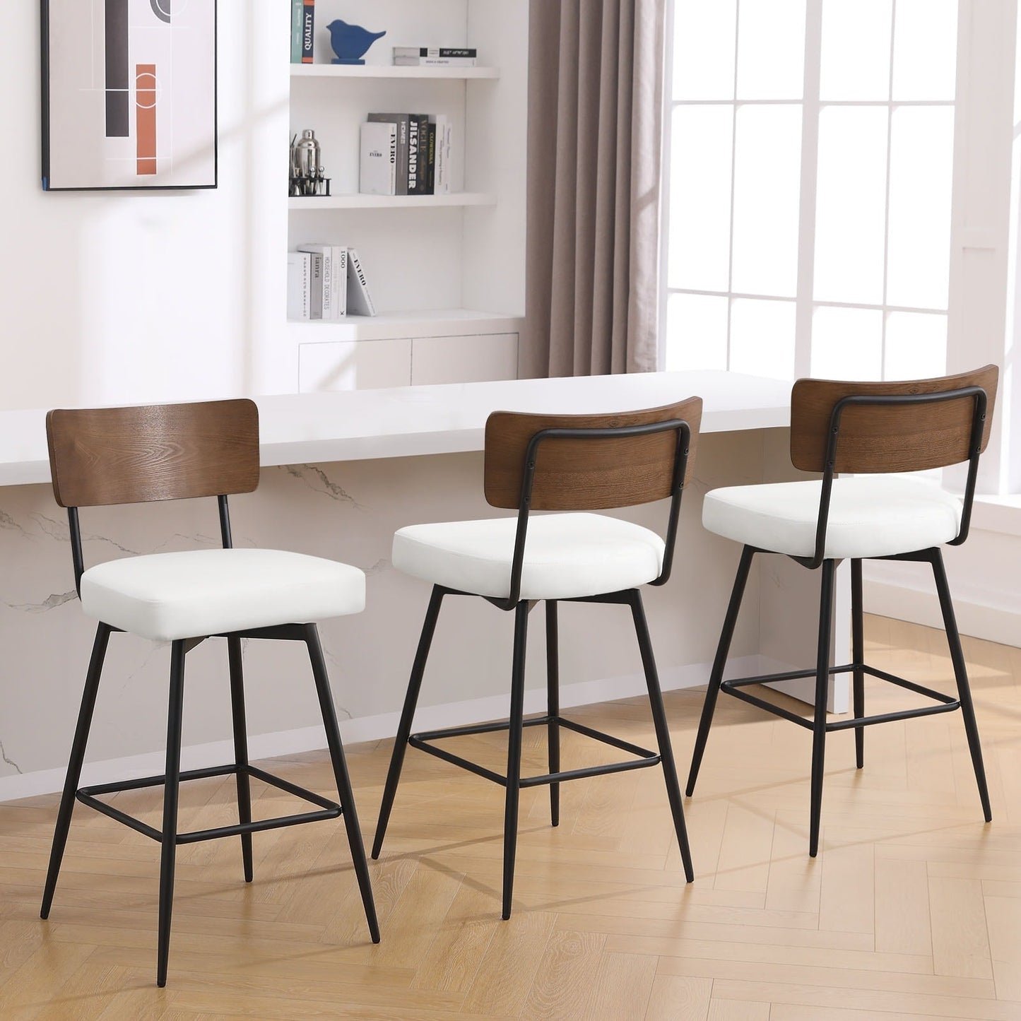 Tabourets de bar/compteur pivotants à revêtement en simili cuir - Lot de 2/3/4