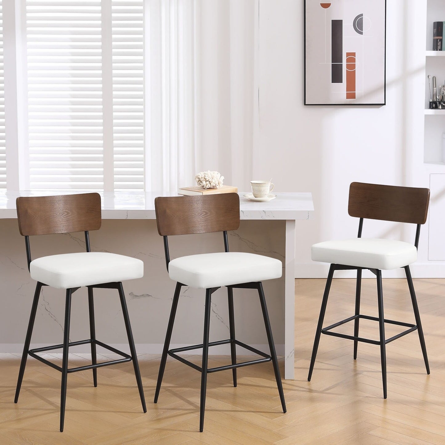 Tabourets de bar/compteur pivotants à revêtement en simili cuir - Lot de 2/3/4