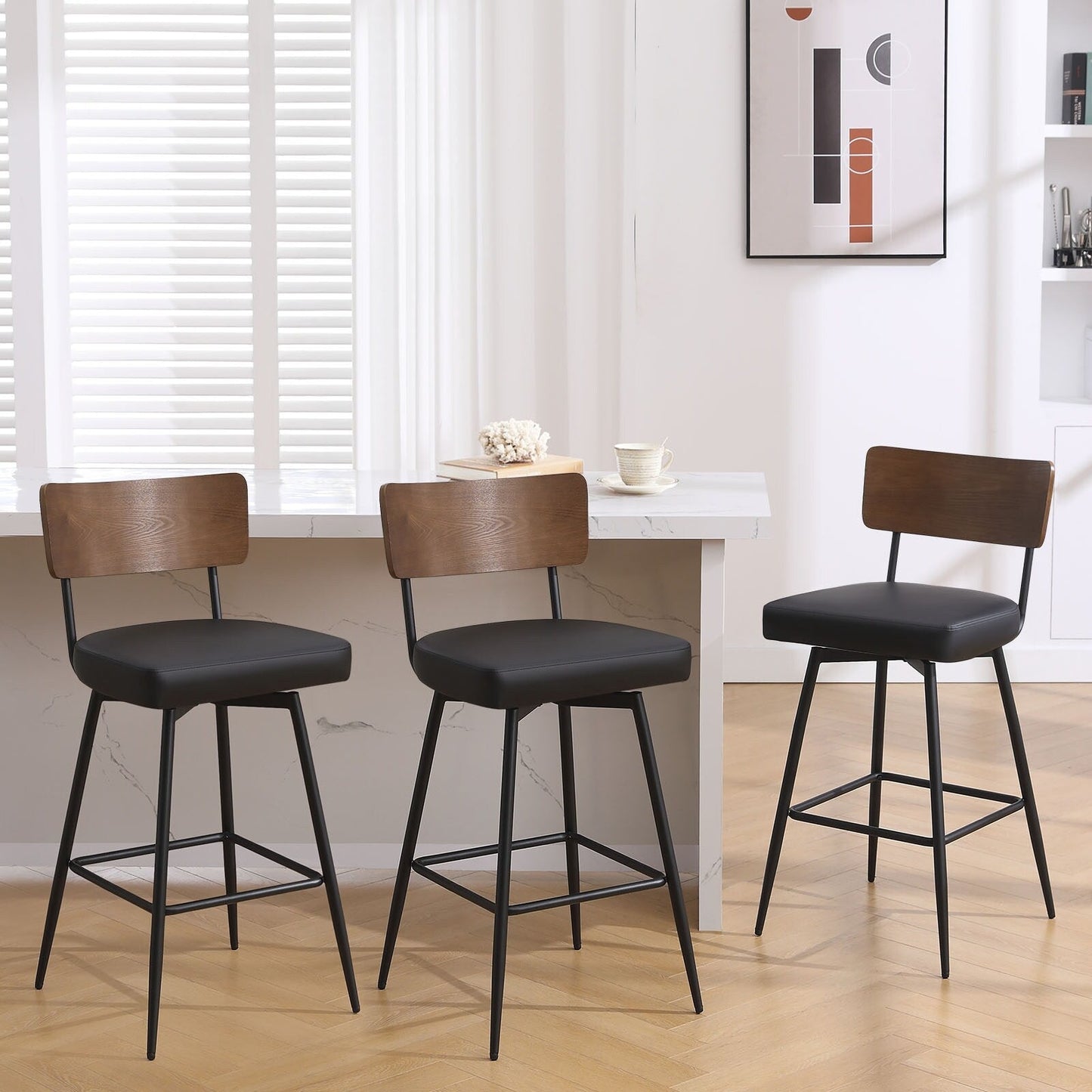 Tabourets de bar/compteur pivotants à revêtement en simili cuir - Lot de 2/3/4