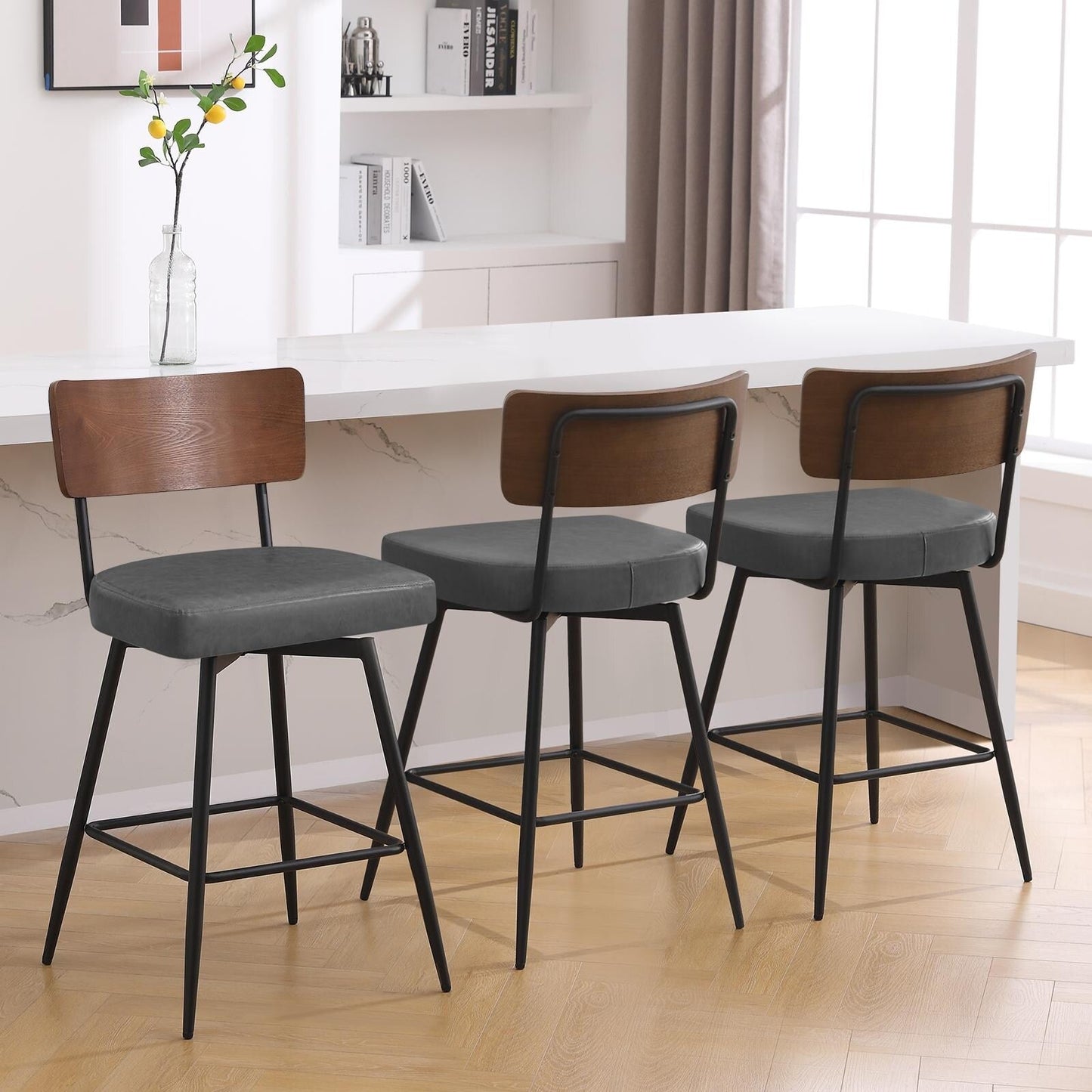 Tabourets de bar/compteur pivotants à revêtement en simili cuir - Lot de 2/3/4