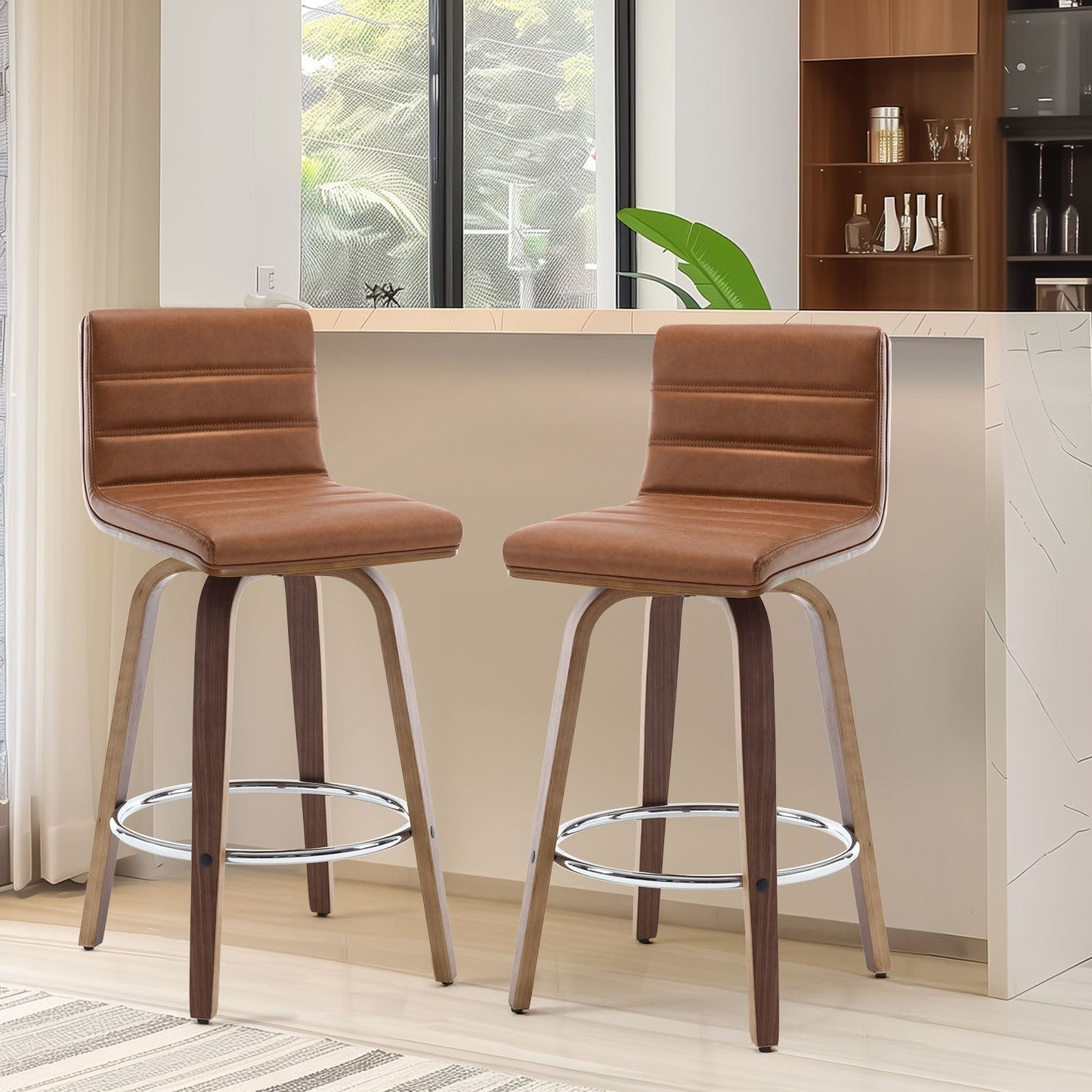 Tabourets de bar/comptoir pivotants en simili cuir 26/29, lot de 2/3