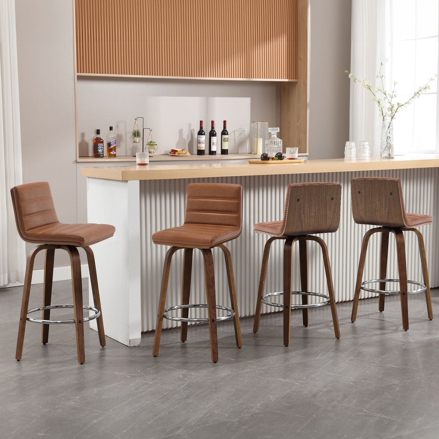 Tabourets de bar/comptoir pivotants en simili cuir 26/29, lot de 2/3