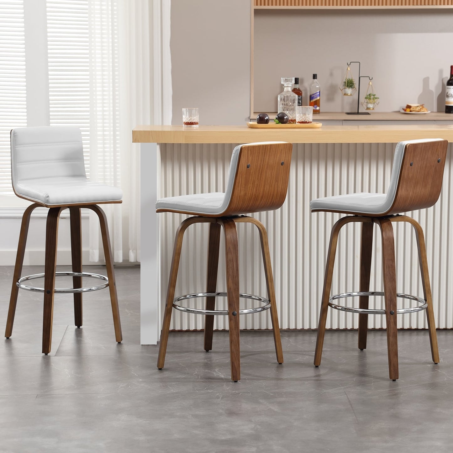 Tabourets de bar/comptoir pivotants en simili cuir 26/29, lot de 2/3
