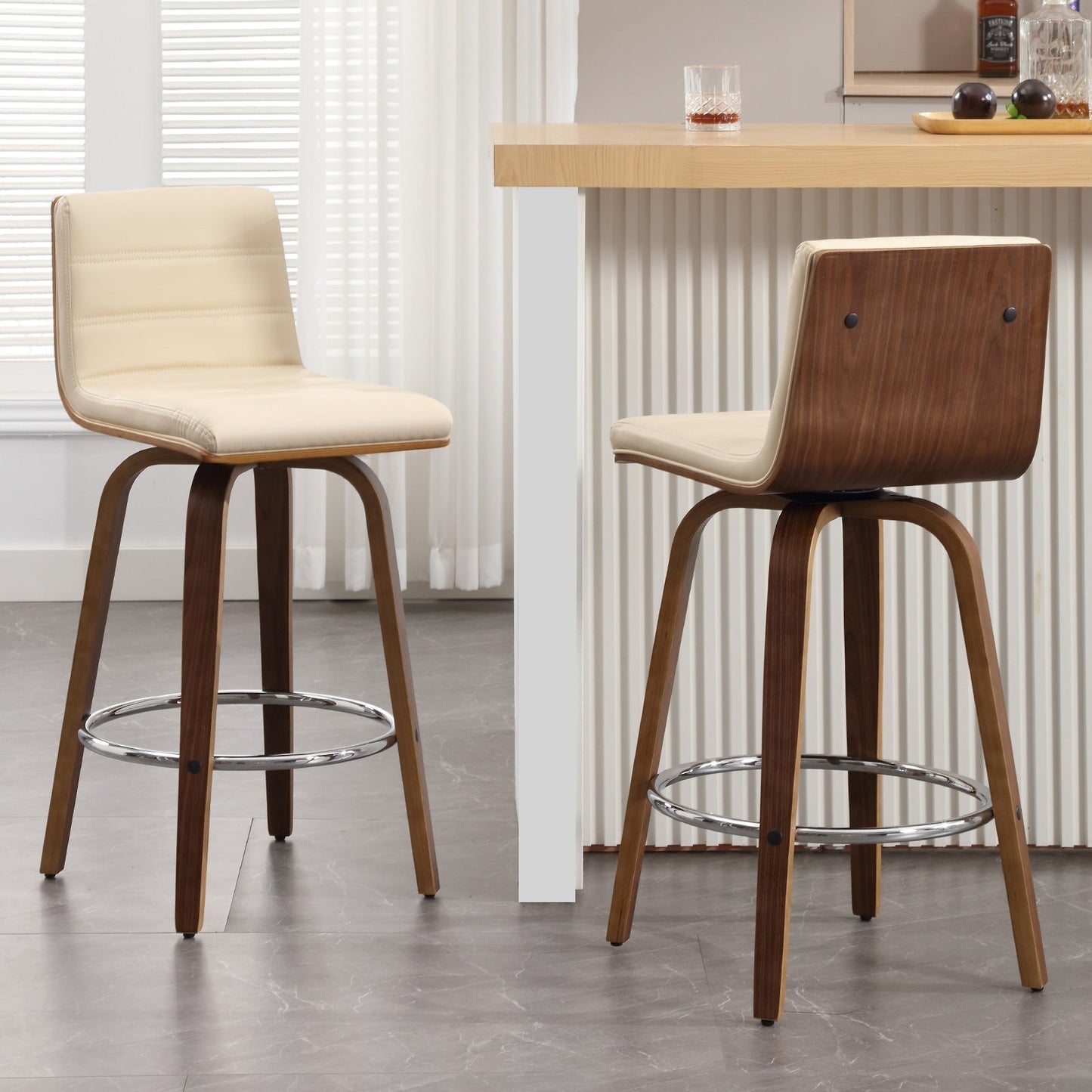 Tabourets de bar/comptoir pivotants en simili cuir 26/29, lot de 2/3