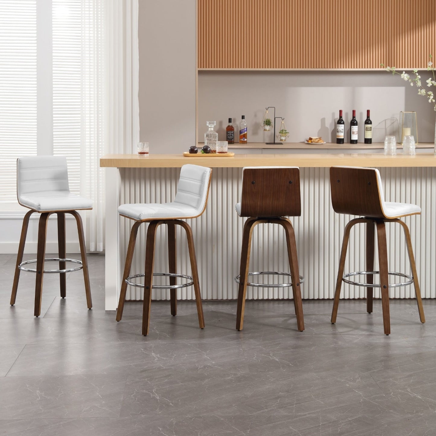 Tabourets de bar/comptoir pivotants en simili cuir 26/29, lot de 2/3