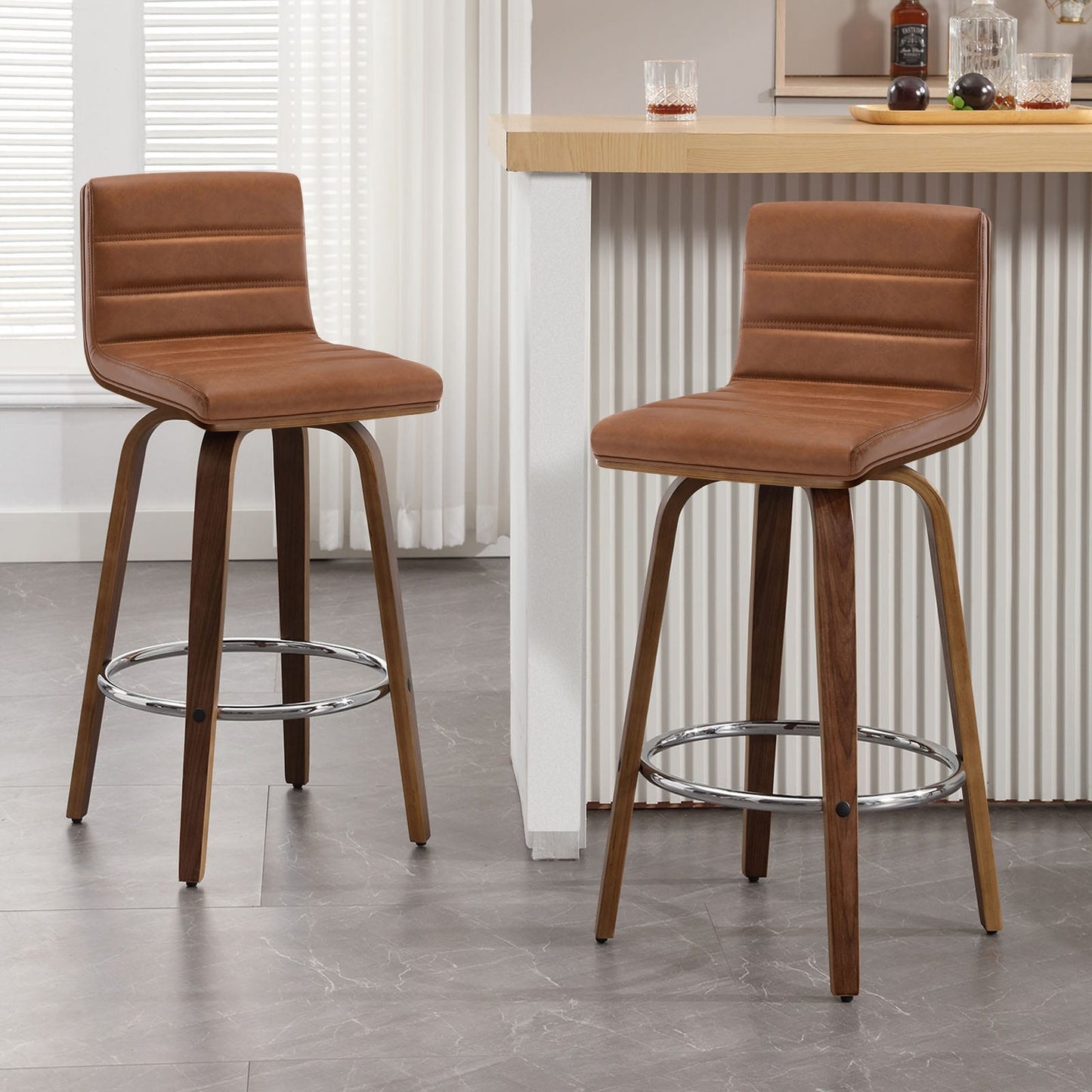 Tabourets de bar/comptoir pivotants en simili cuir 26/29, lot de 2/3