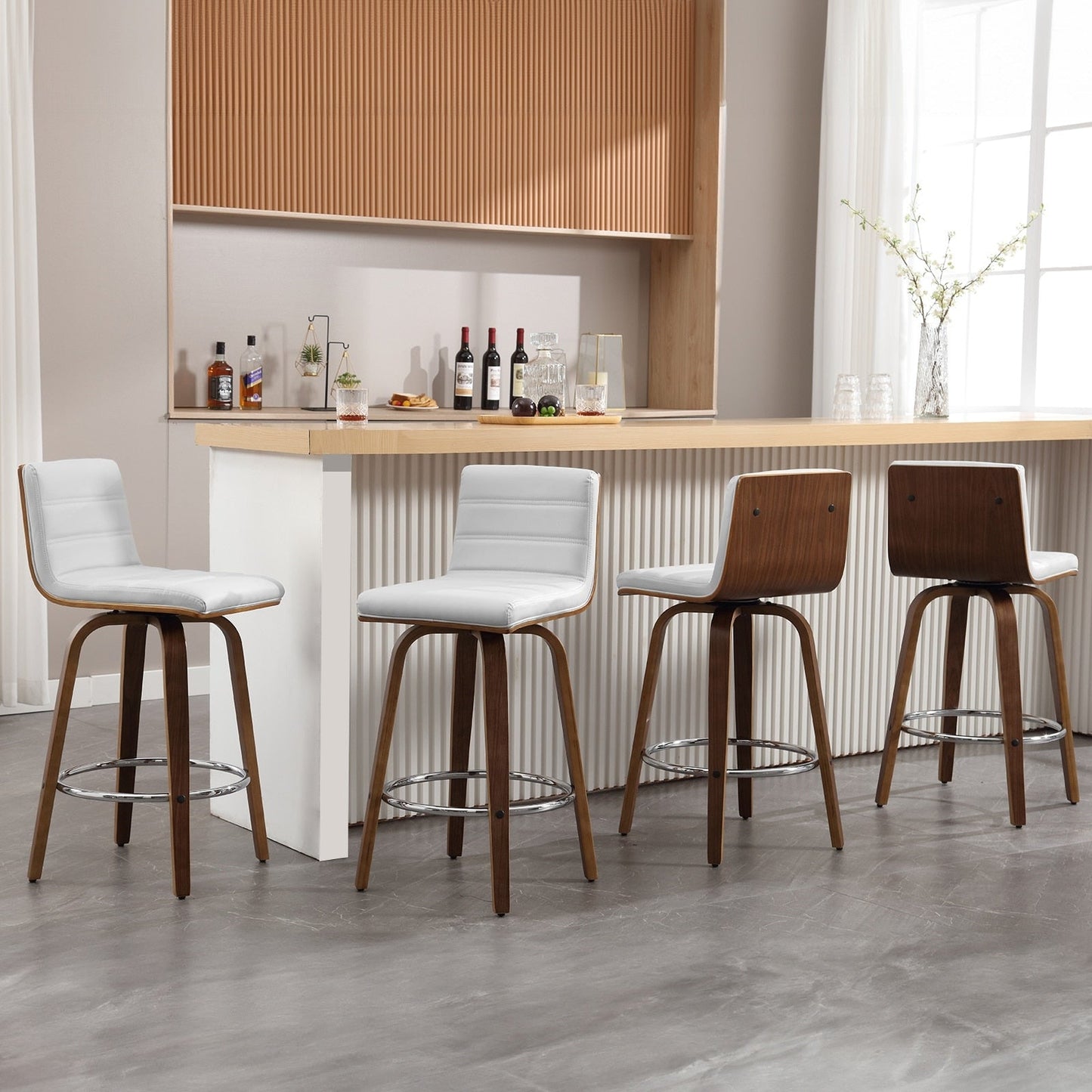 Tabourets de bar/comptoir pivotants en simili cuir 26/29, lot de 2/3