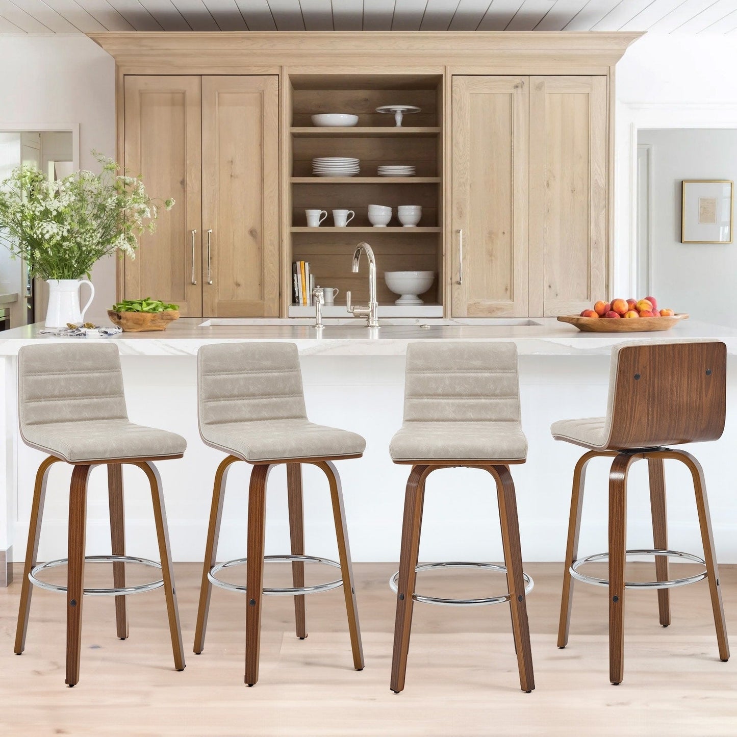 Tabourets de bar/comptoir pivotants en simili cuir 26/29, lot de 2/3