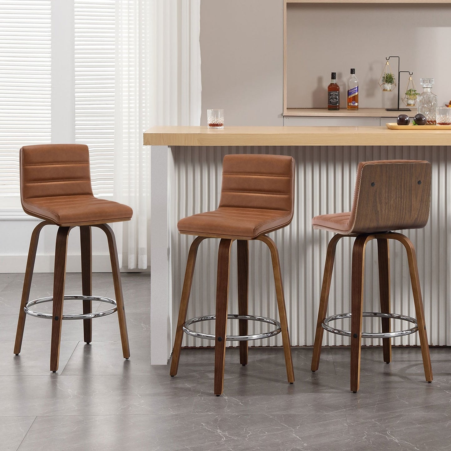 Tabourets de bar/comptoir pivotants en simili cuir 26/29, lot de 2/3