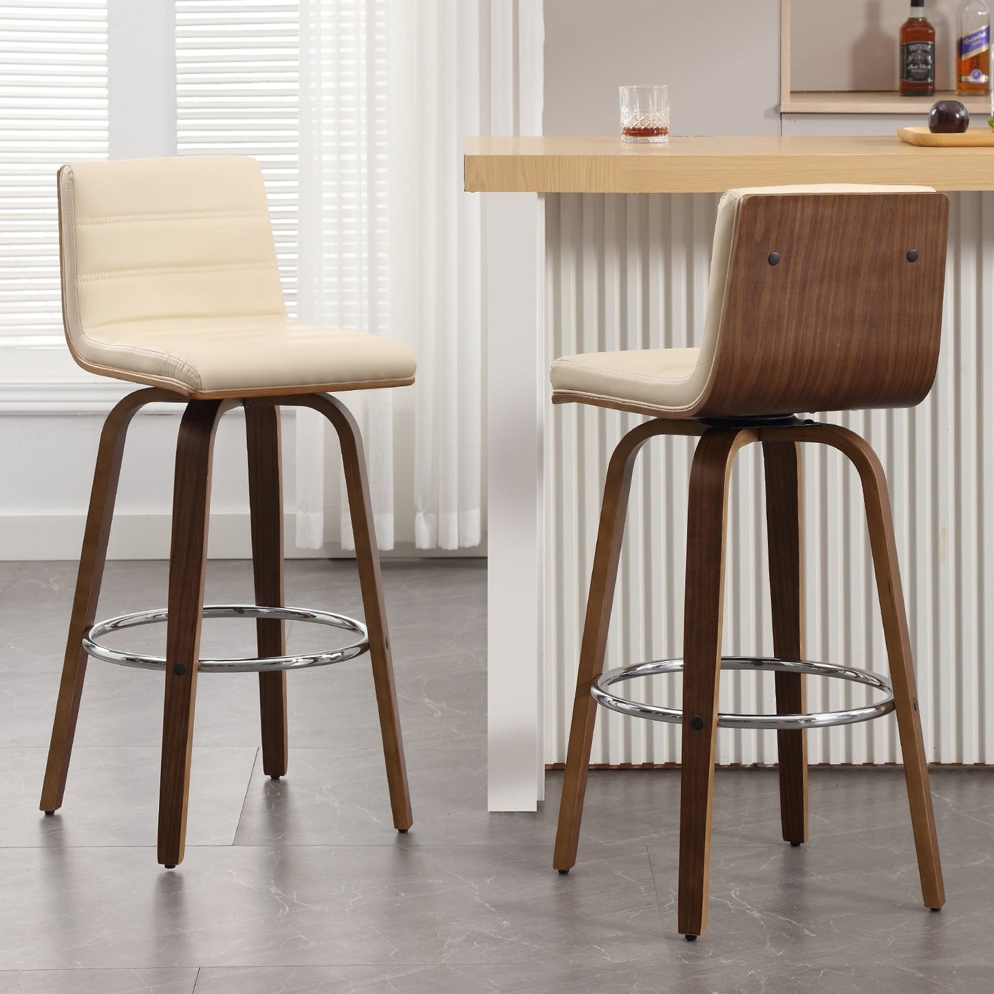 Tabourets de bar/comptoir pivotants en simili cuir 26/29, lot de 2/3