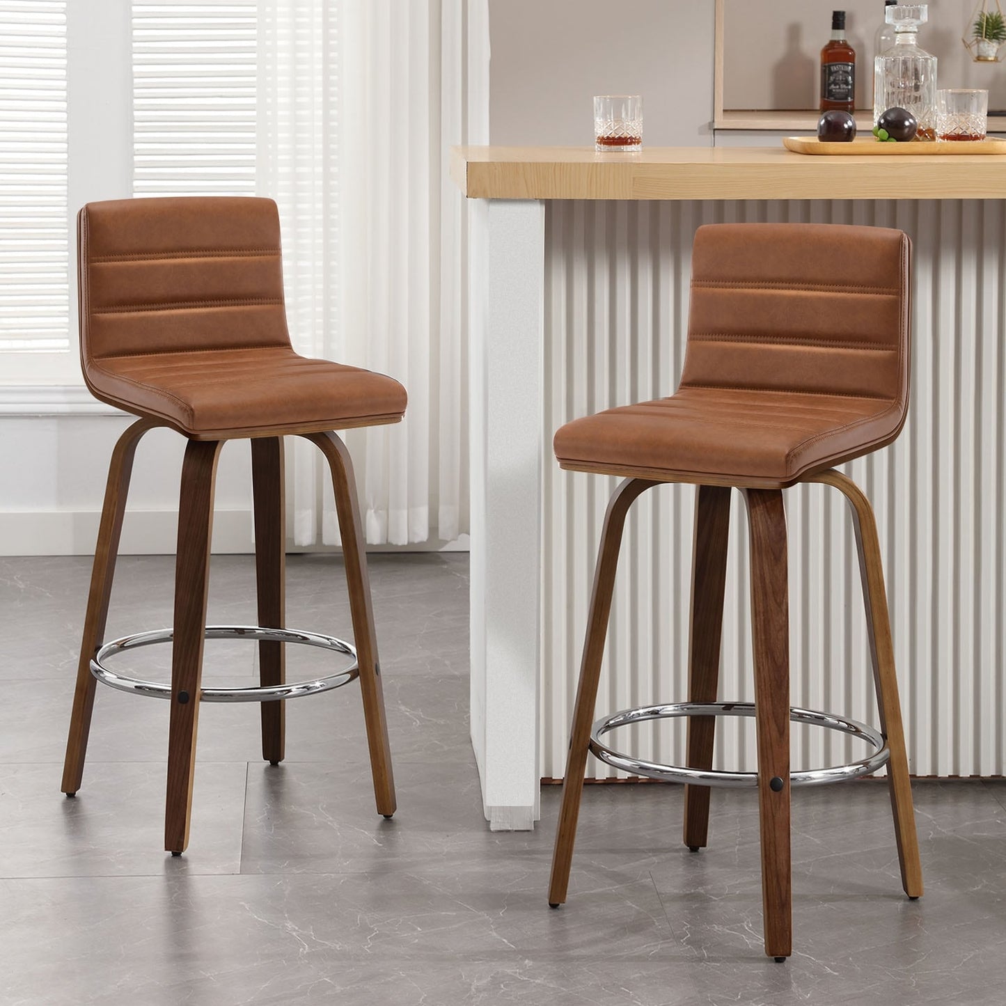Tabourets de bar/comptoir pivotants en simili cuir 26/29, lot de 2/3