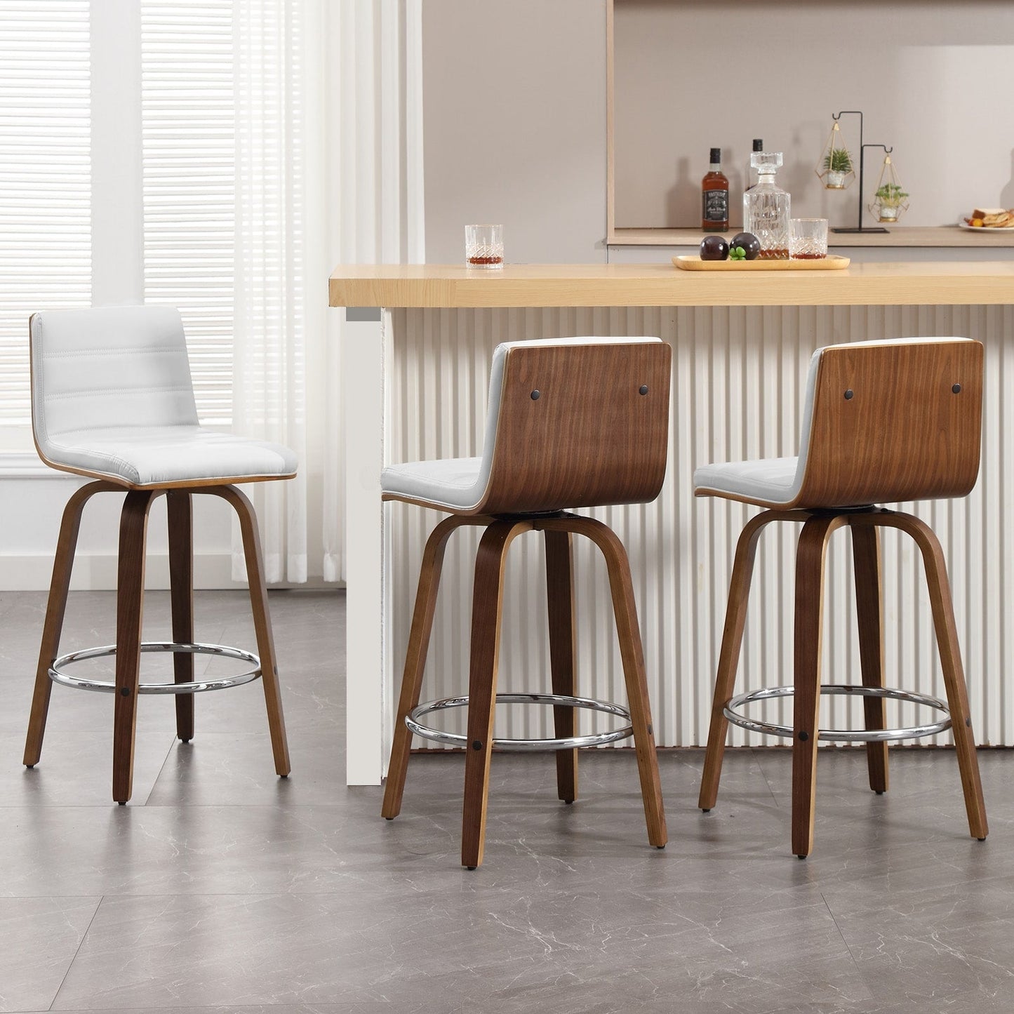 Tabourets de bar/comptoir pivotants en simili cuir 26/29, lot de 2/3