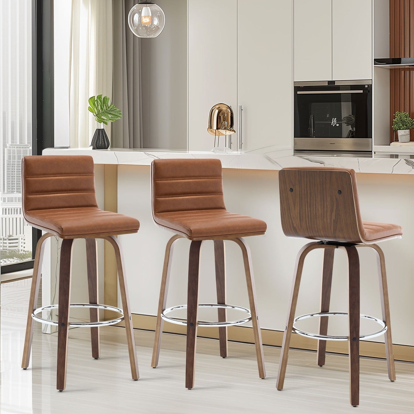Tabourets de bar/comptoir pivotants en simili cuir 26/29, lot de 2/3