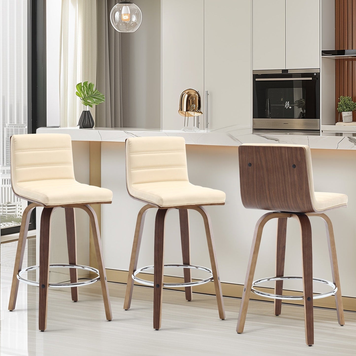 Tabourets de bar/comptoir pivotants en simili cuir 26/29, lot de 2/3