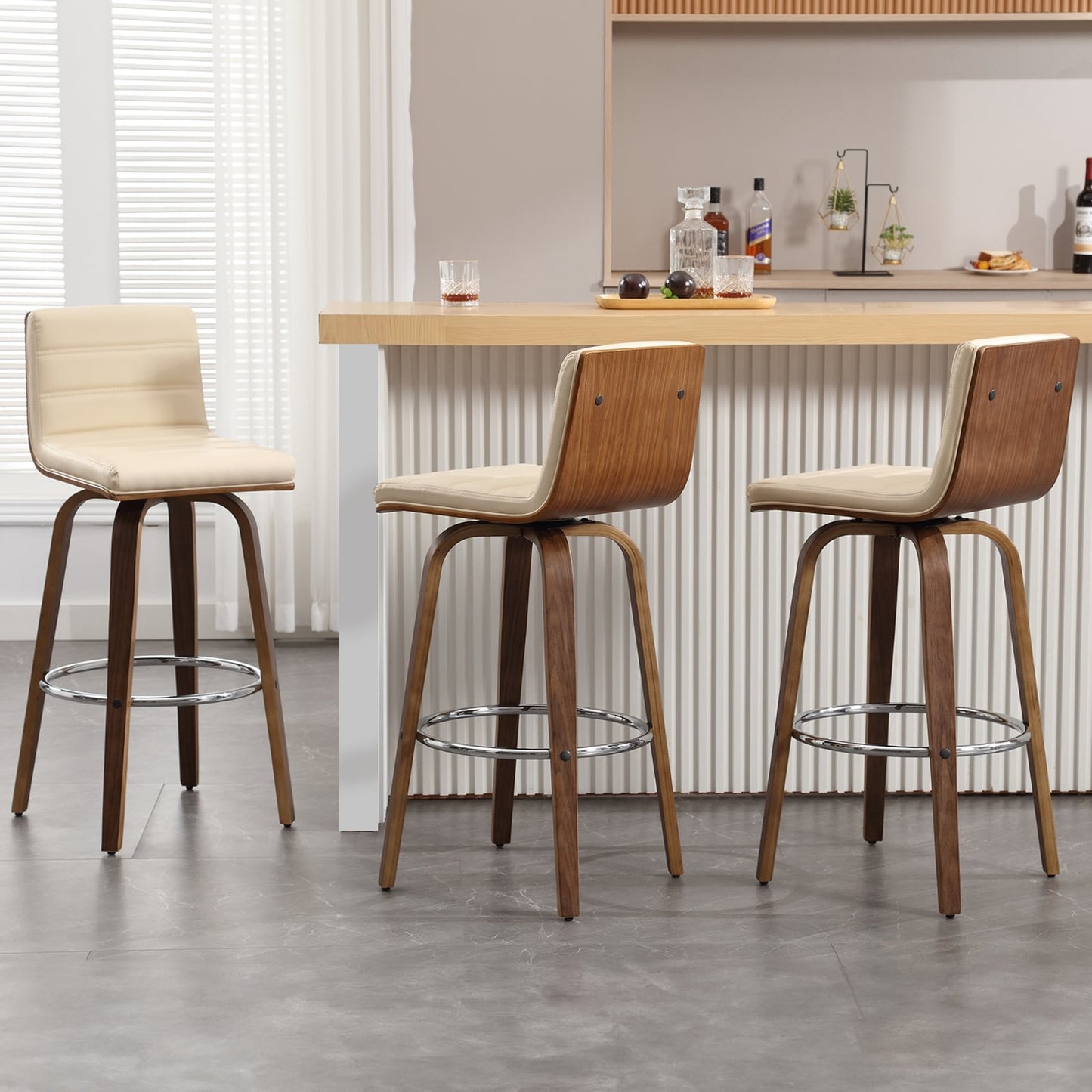 Tabourets de bar/comptoir pivotants en simili cuir 26/29, lot de 2/3