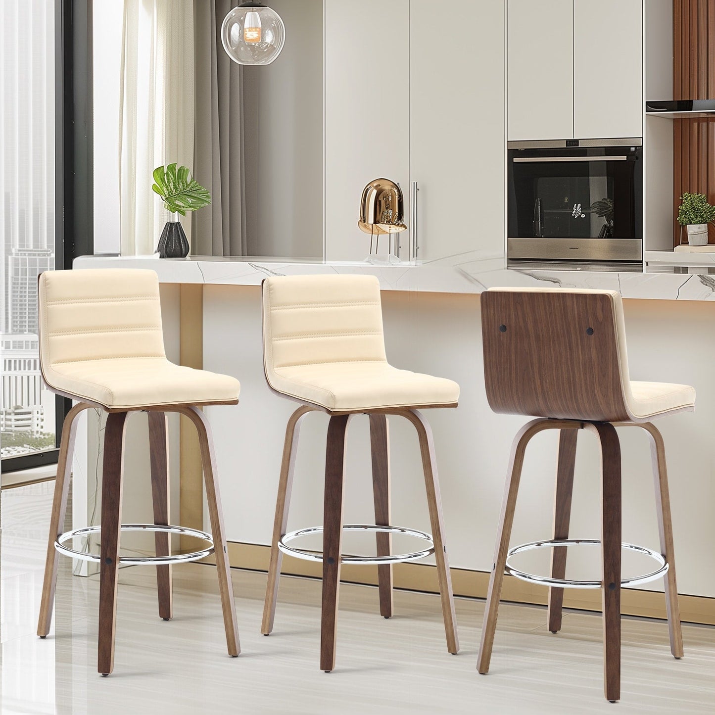 Tabourets de bar/comptoir pivotants en simili cuir 26/29, lot de 2/3