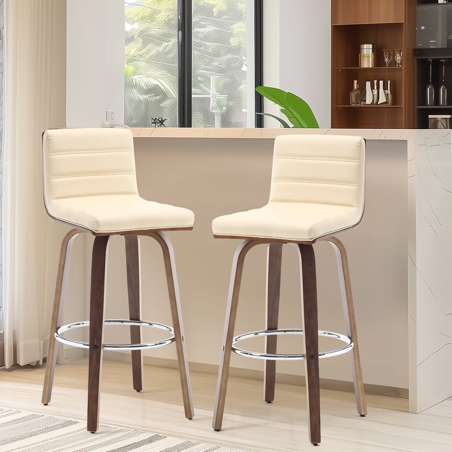Tabourets de bar/comptoir pivotants en simili cuir 26/29, lot de 2/3