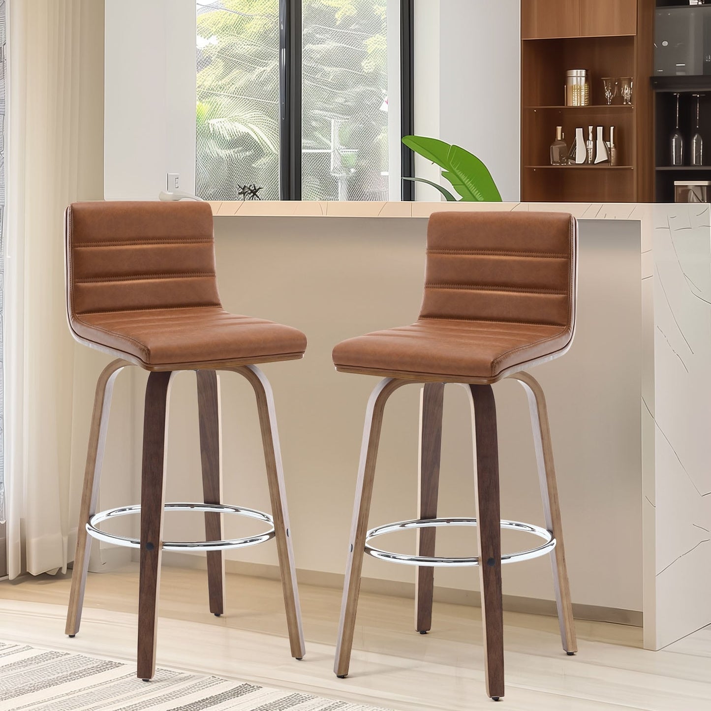 Tabourets de bar/comptoir pivotants en simili cuir 26/29, lot de 2/3