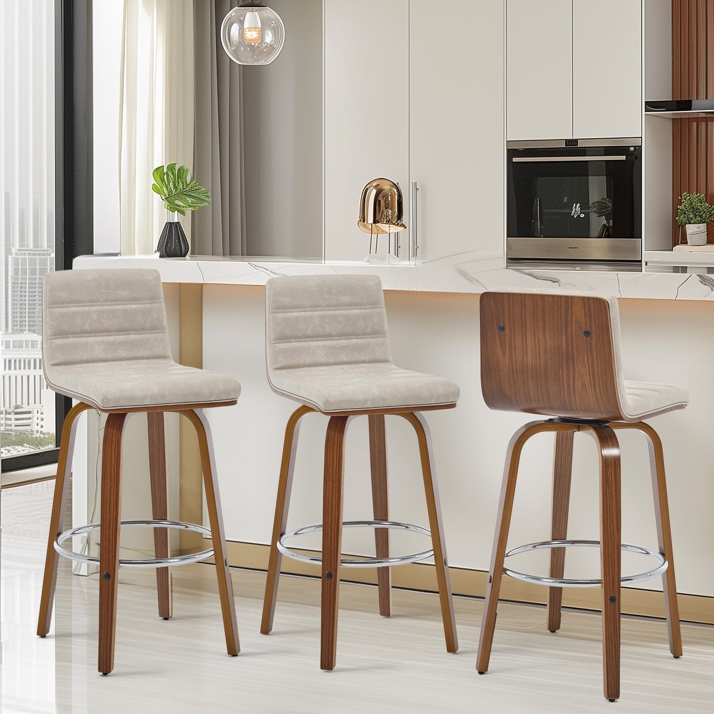 Tabourets de bar/comptoir pivotants en simili cuir 26/29, lot de 2/3
