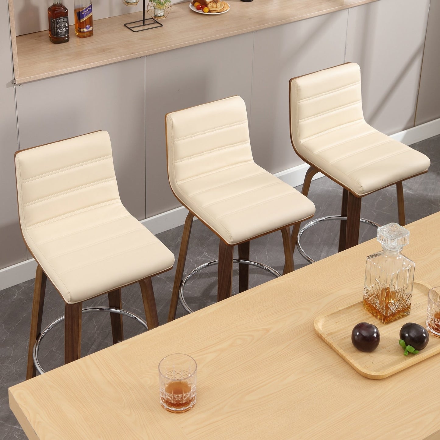 Tabourets de bar/comptoir pivotants en simili cuir 26/29, lot de 2/3