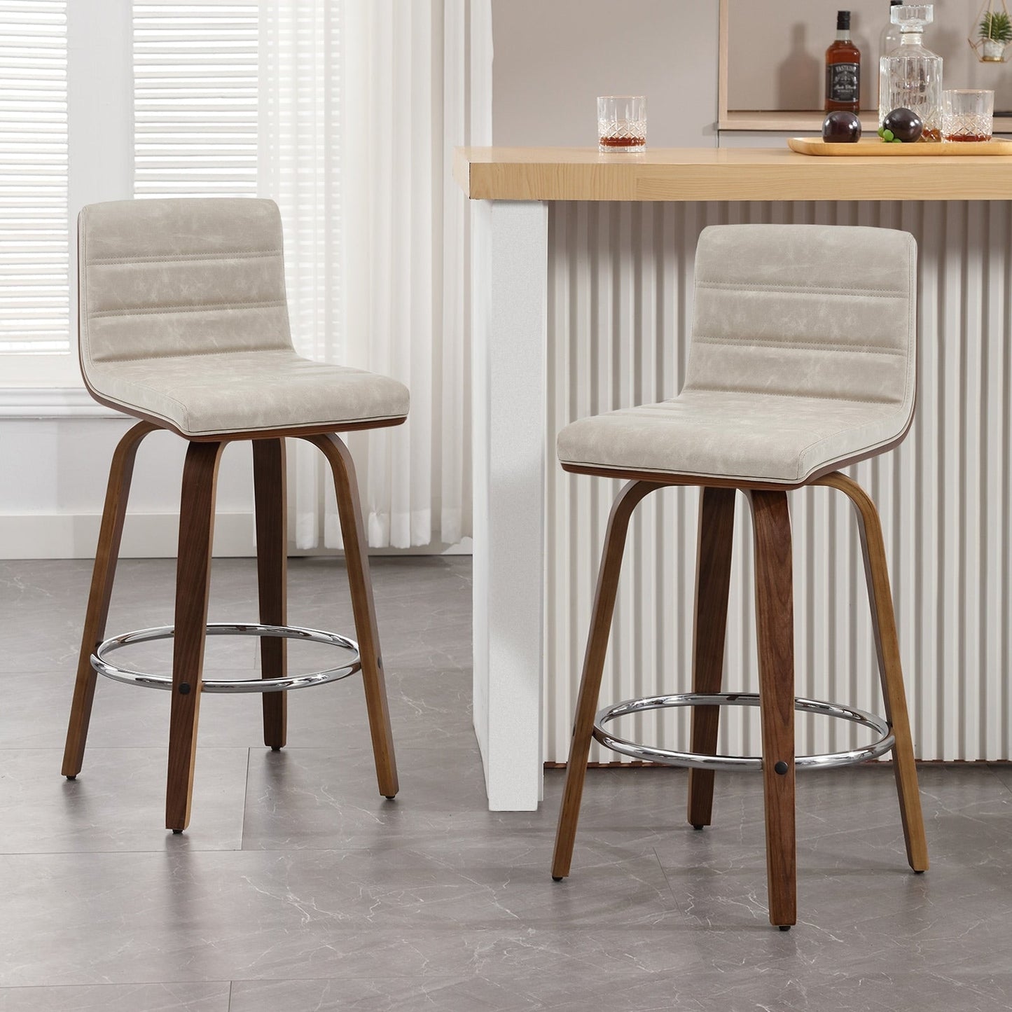 Tabourets de bar/comptoir pivotants en simili cuir 26/29, lot de 2/3