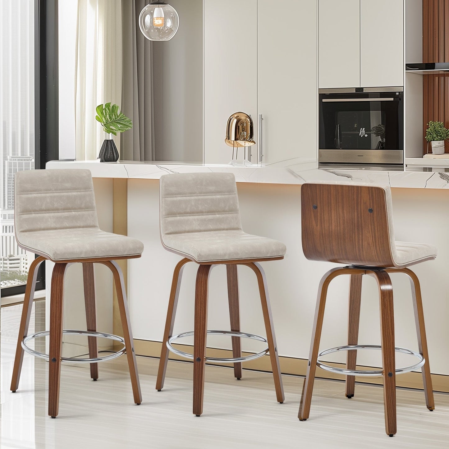 Tabourets de bar/comptoir pivotants en simili cuir 26/29, lot de 2/3