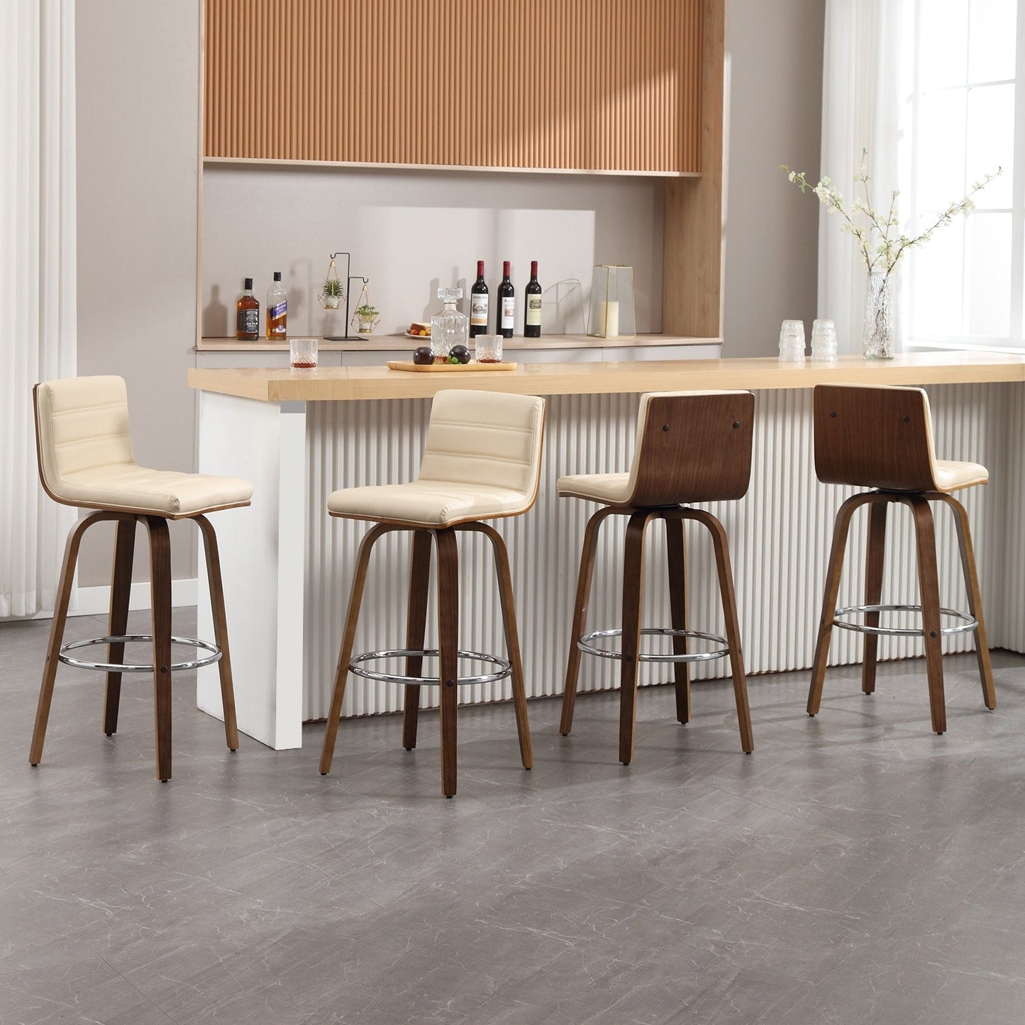 Tabourets de bar/comptoir pivotants en simili cuir 26/29, lot de 2/3
