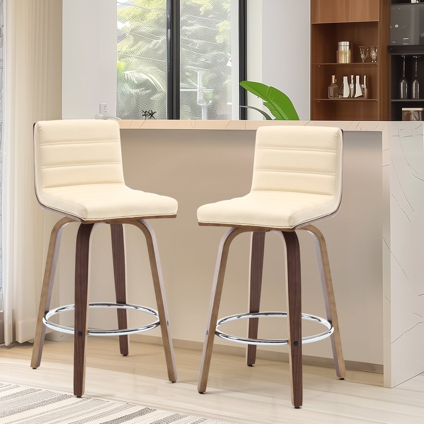 Tabourets de bar/comptoir pivotants en simili cuir 26/29, lot de 2/3