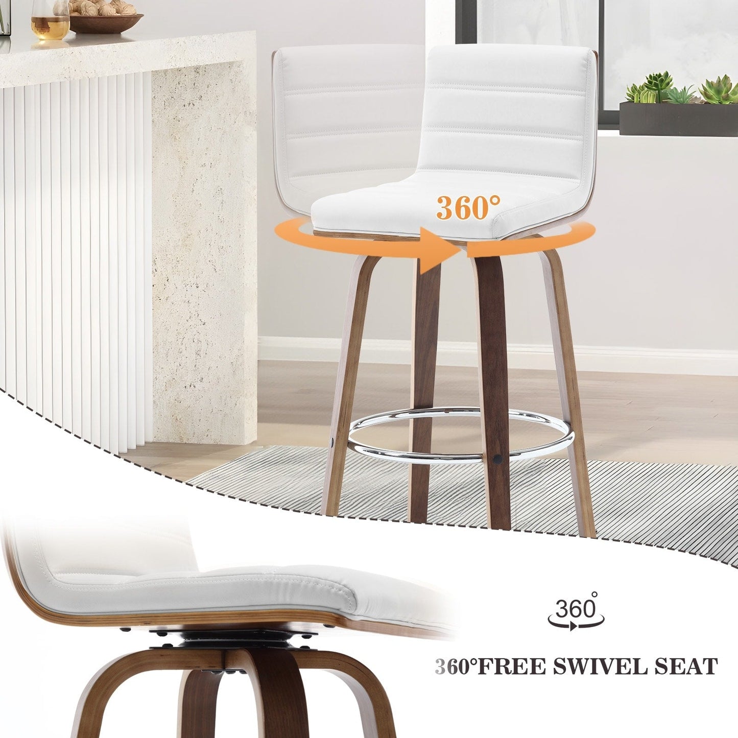 Tabourets de bar/comptoir pivotants en simili cuir 26/29, lot de 2/3