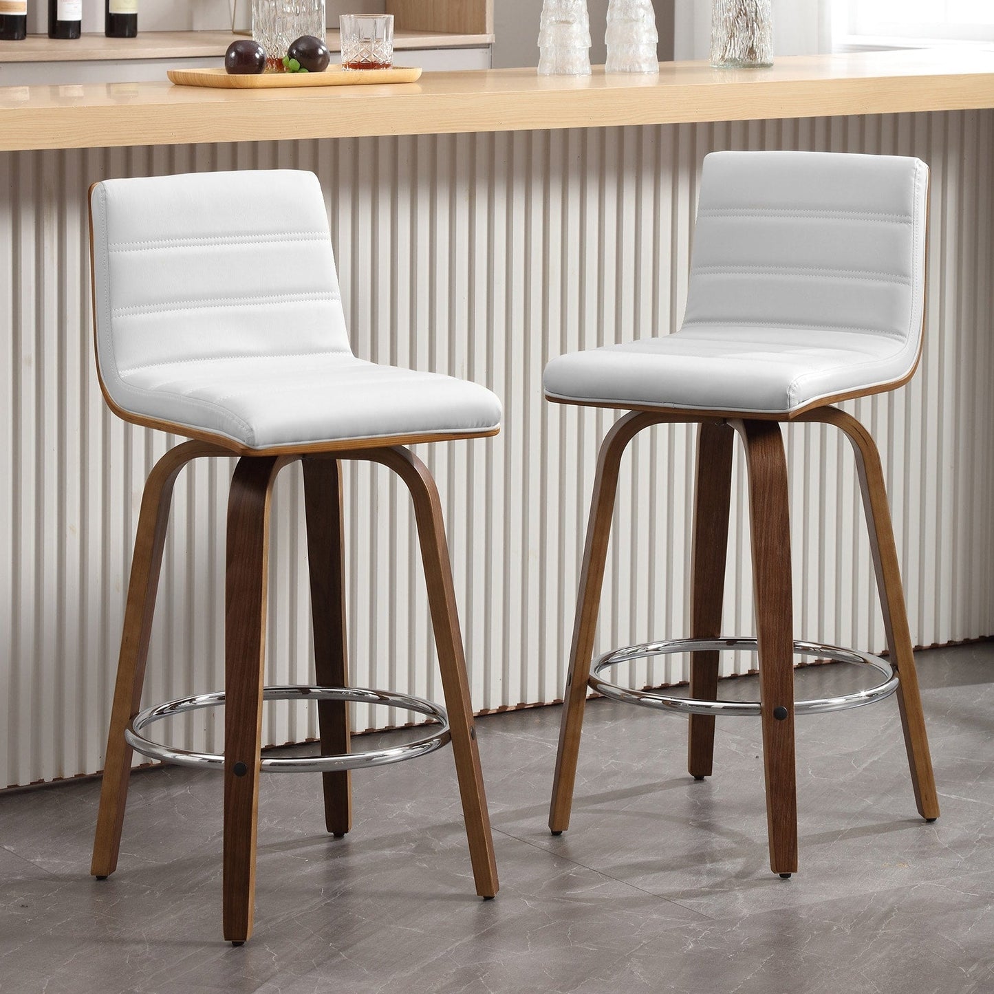 Tabourets de bar/comptoir pivotants en simili cuir 26/29, lot de 2/3