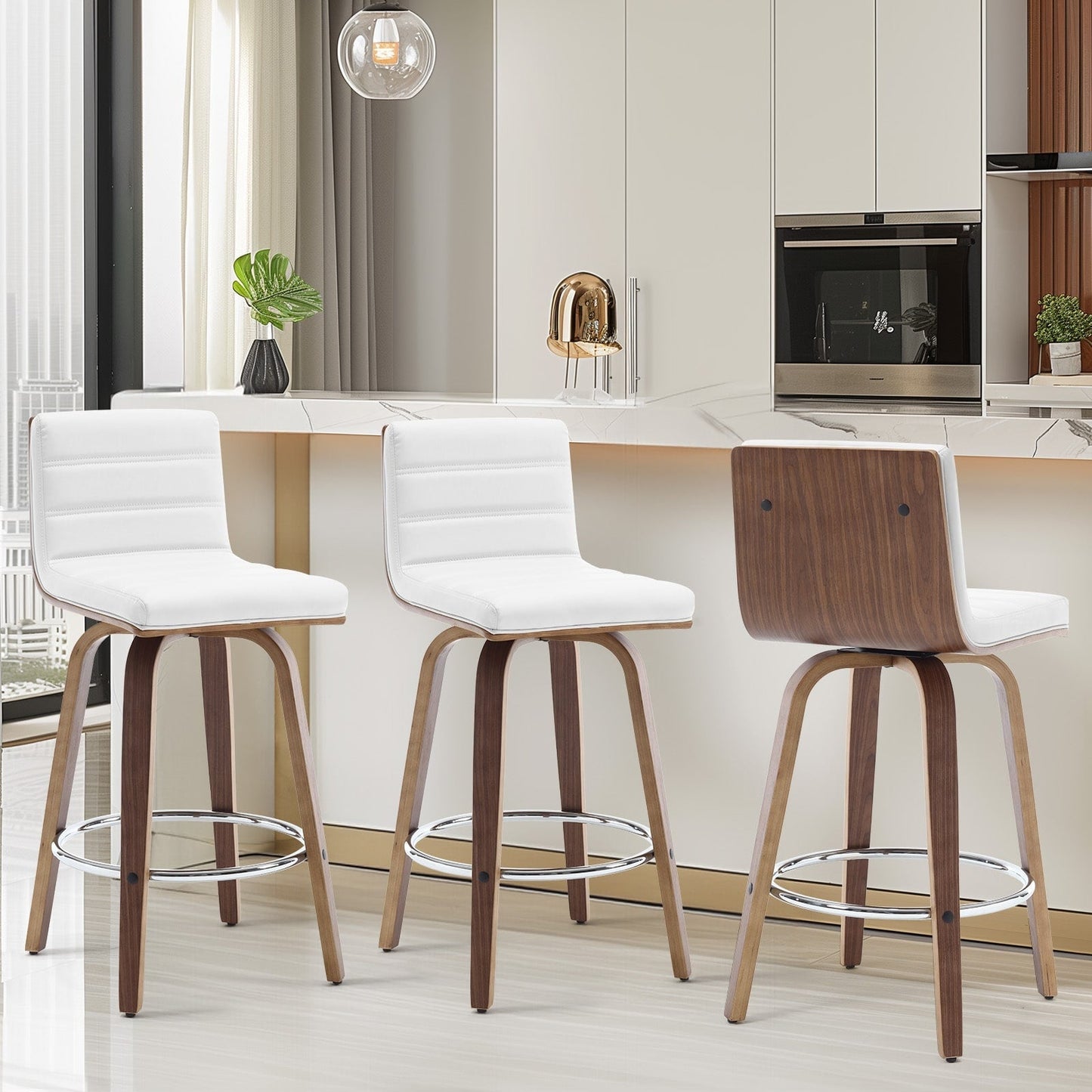 Tabourets de bar/comptoir pivotants en simili cuir 26/29, lot de 2/3