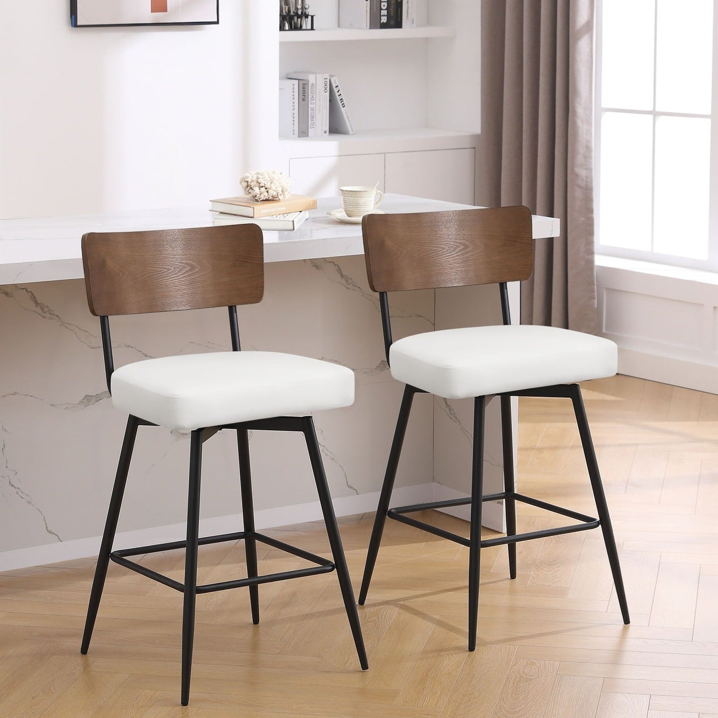 Tabourets de bar/compteur pivotants à revêtement en simili cuir - Lot de 2/3/4