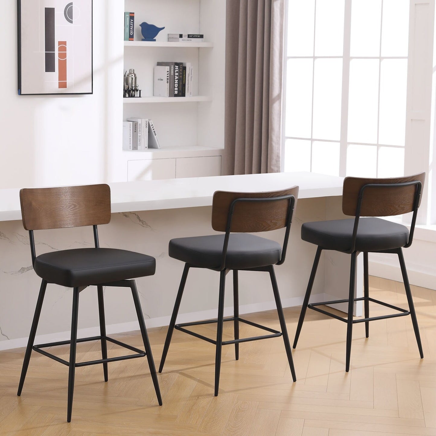 Tabourets de bar/compteur pivotants à revêtement en simili cuir - Lot de 2/3/4