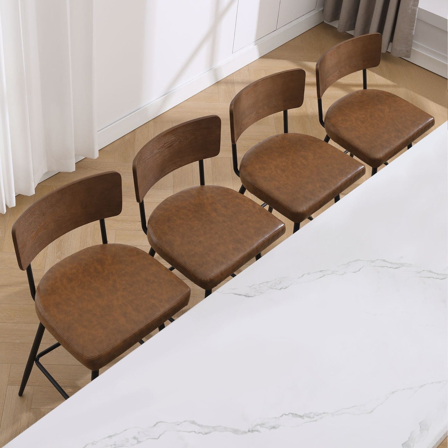 Tabourets de bar/compteur pivotants à revêtement en simili cuir - Lot de 2/3/4