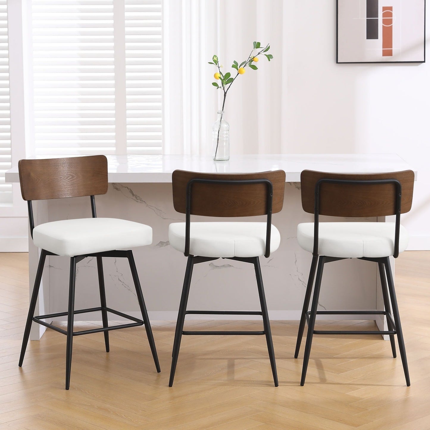 Tabourets de bar/compteur pivotants à revêtement en simili cuir - Lot de 2/3/4