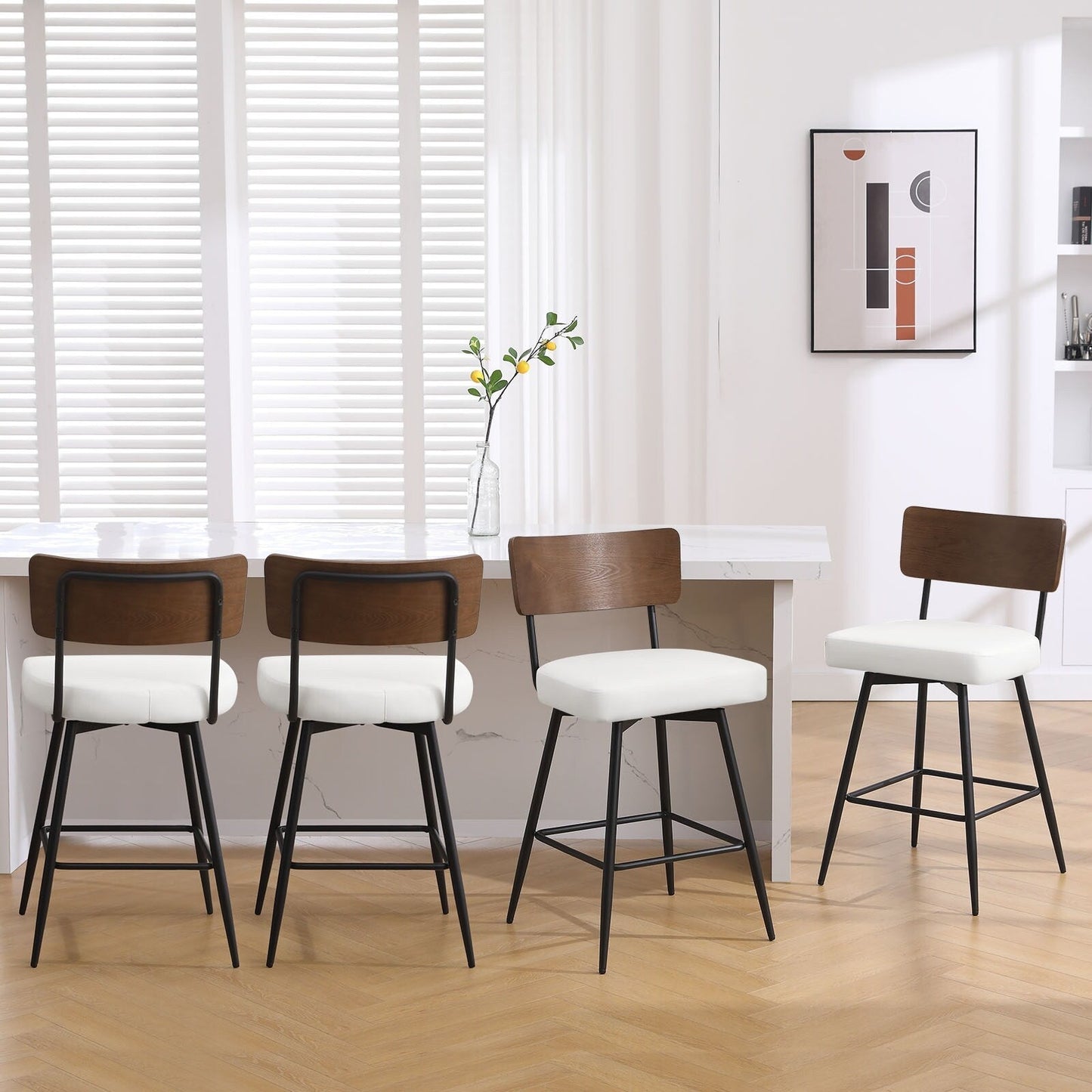 Tabourets de bar/compteur pivotants à revêtement en simili cuir - Lot de 2/3/4