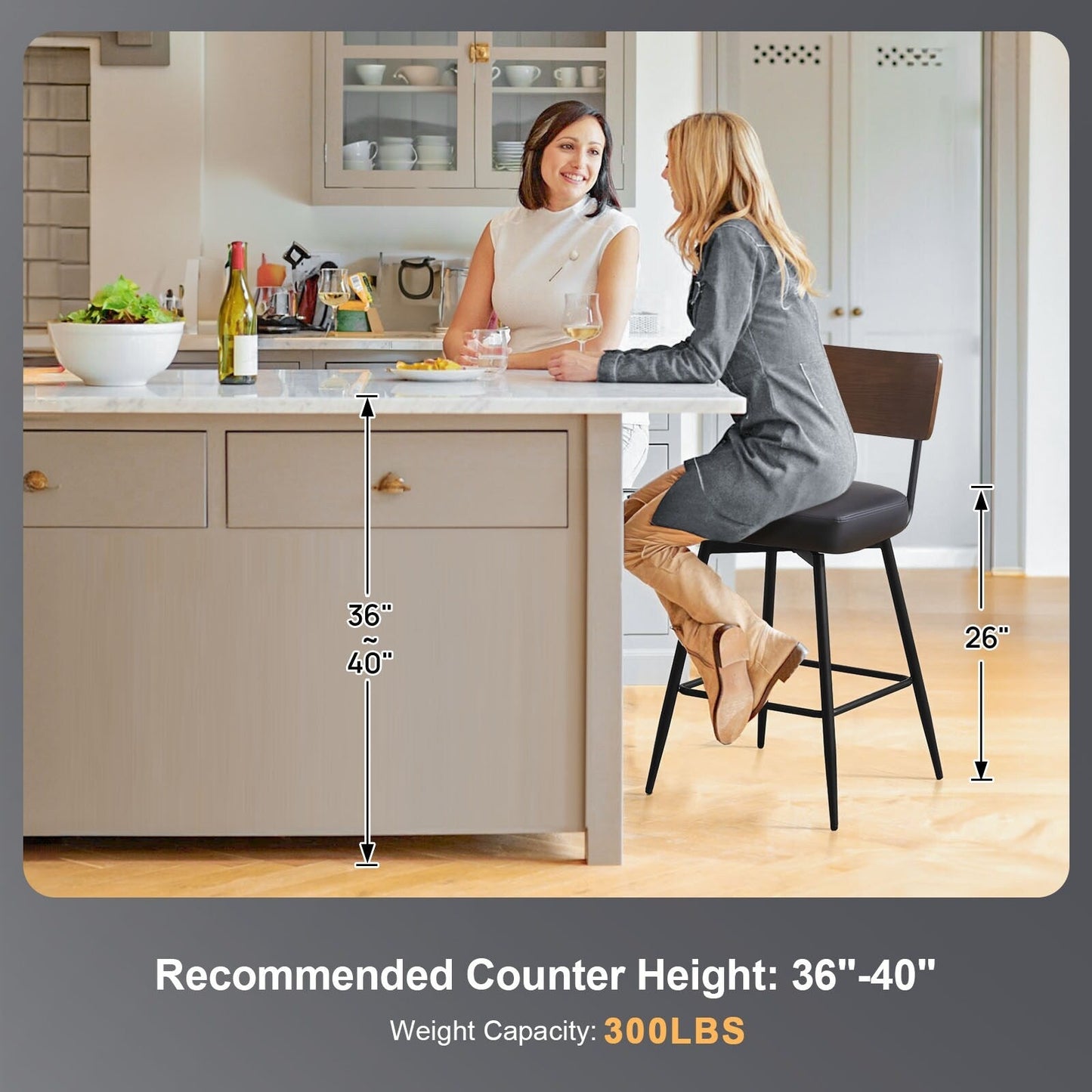 Tabourets de bar/compteur pivotants à revêtement en simili cuir - Lot de 2/3/4
