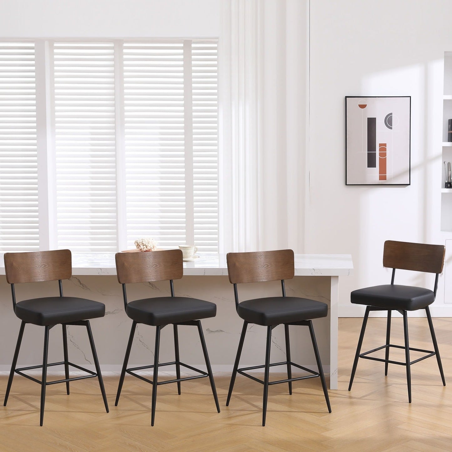 Tabourets de bar/compteur pivotants à revêtement en simili cuir - Lot de 2/3/4