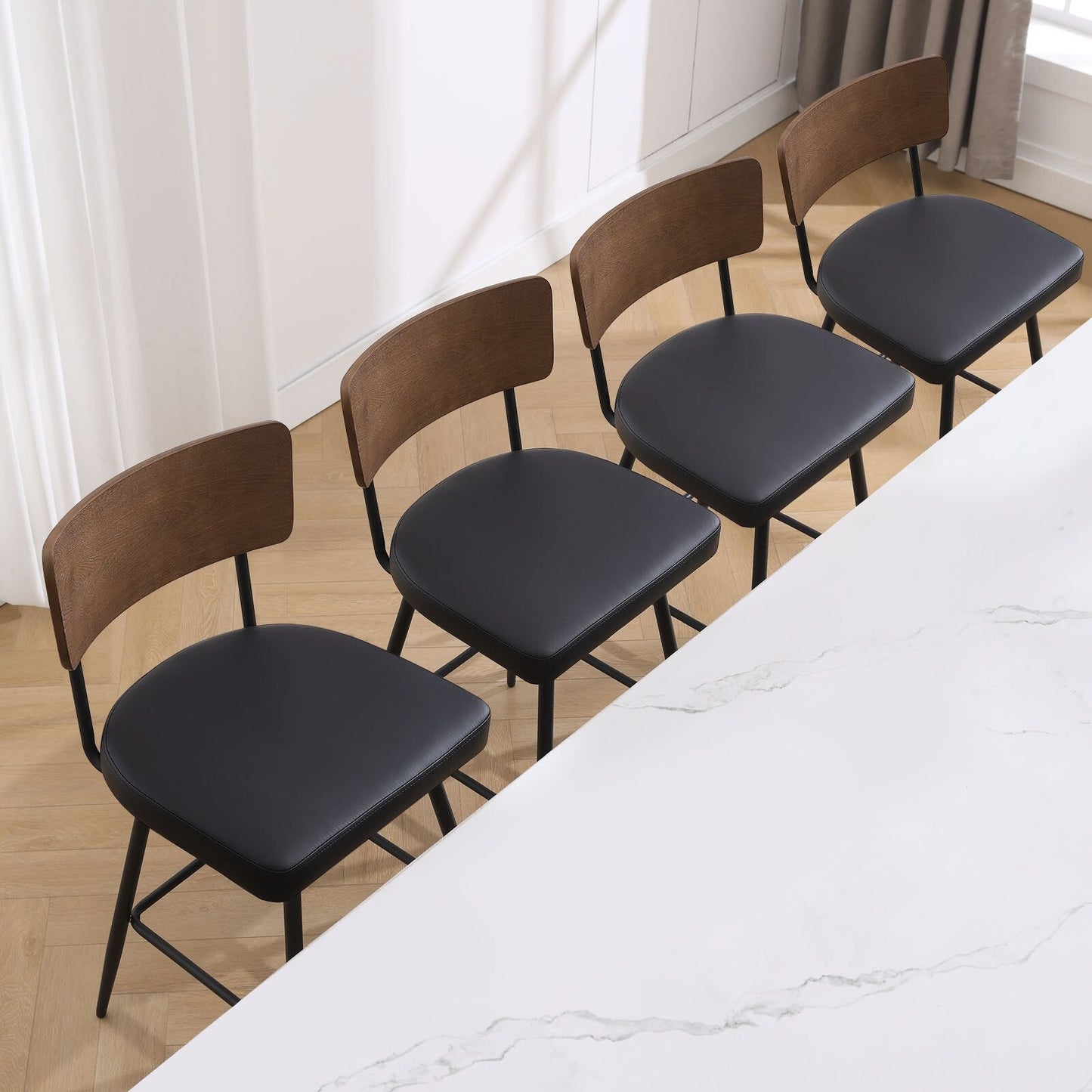 Tabourets de bar/compteur pivotants à revêtement en simili cuir - Lot de 2/3/4
