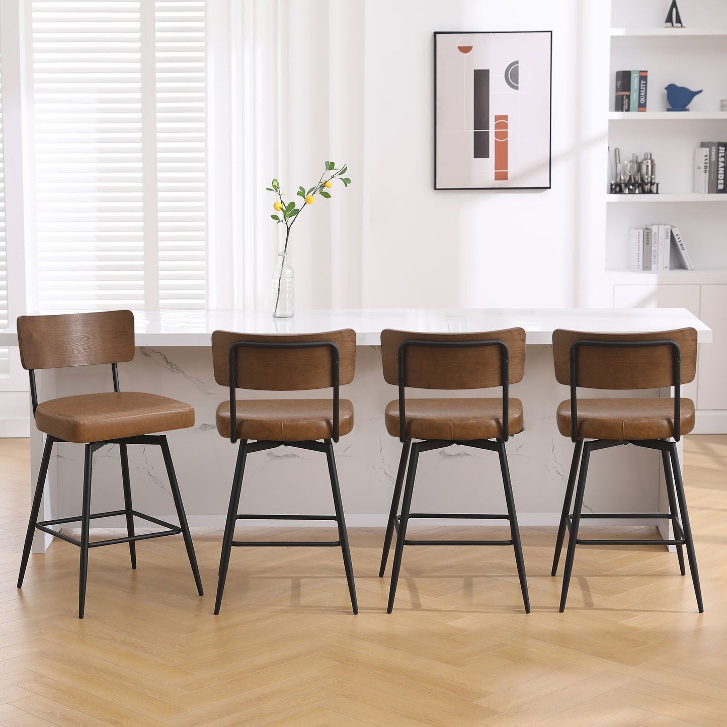 Tabourets de bar/compteur pivotants à revêtement en simili cuir - Lot de 2/3/4