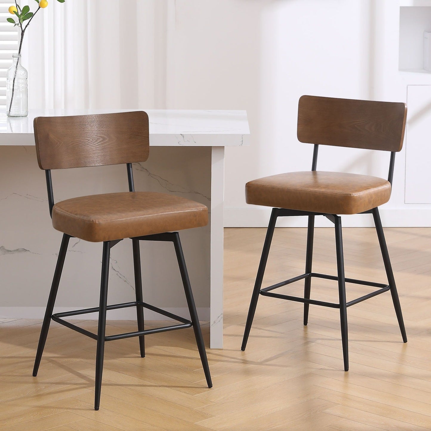 Tabourets de bar/compteur pivotants à revêtement en simili cuir - Lot de 2/3/4