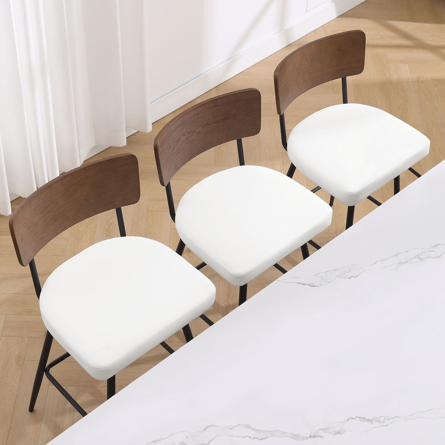 Tabourets de bar/compteur pivotants à revêtement en simili cuir - Lot de 2/3/4